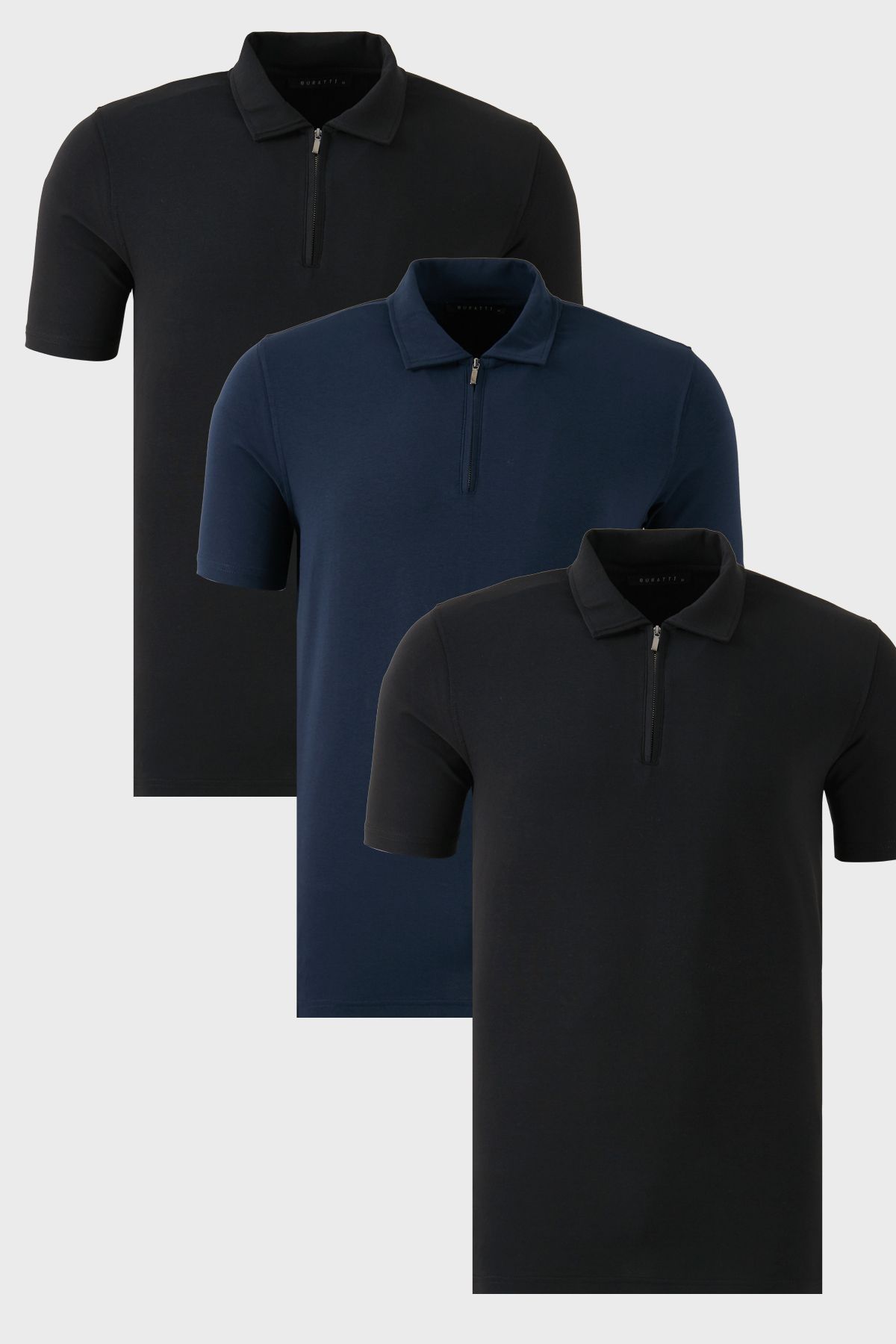 Buratti Streç Pamuklu Regular Fit Yarım Fermuarlı 3'lü Paket Polo Yaka T Shirt Erkek POLO YAKA T SHİ