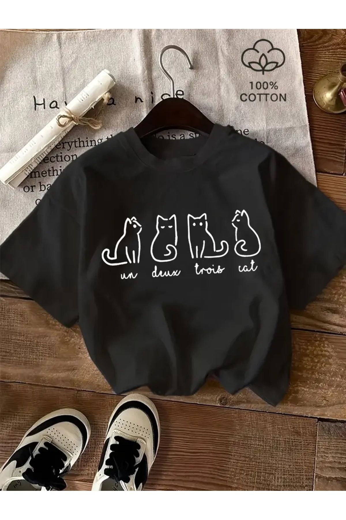 qubo sportswear & company qubo Unisex Oversize Baskılı Pamuklu Bisiklet Yaka Kısa Kollu SİYAH T-shirt