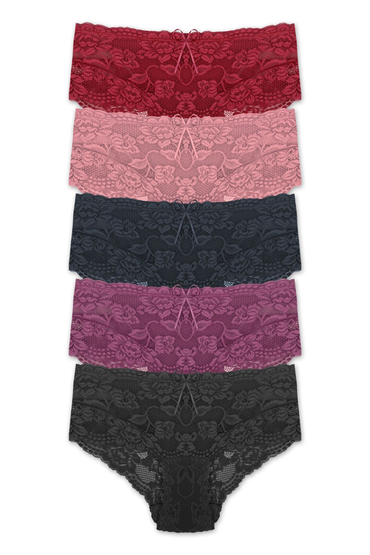 ZENA UNDERWEAR 5'li Dantelli Büyük Beden Yüksek Bel Kadın Külot