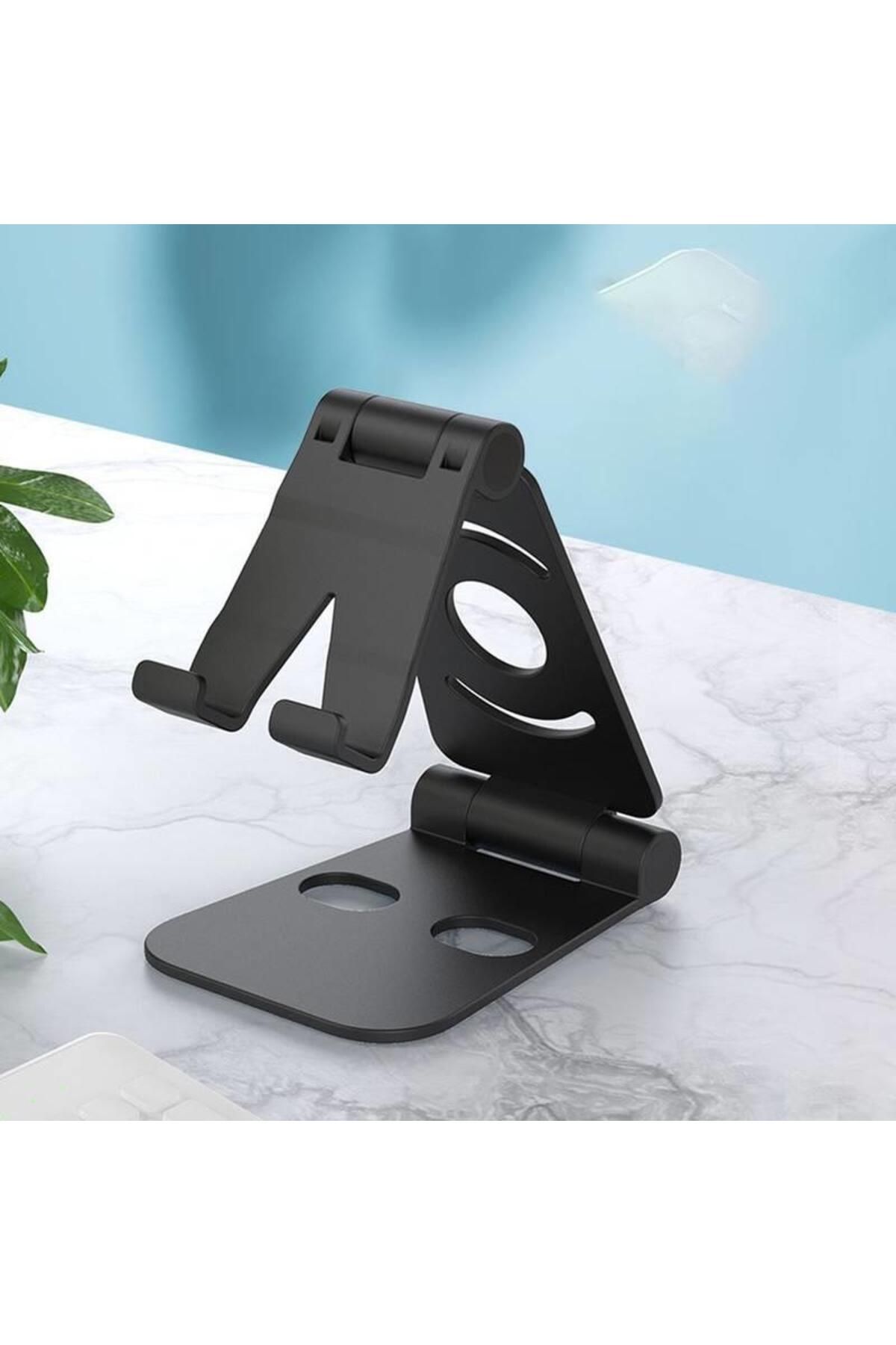 sanal trend Plastik Masaüstü Katlanabilir Telefon Tablet Standı Katlanır Telefon Tutucu Siyah