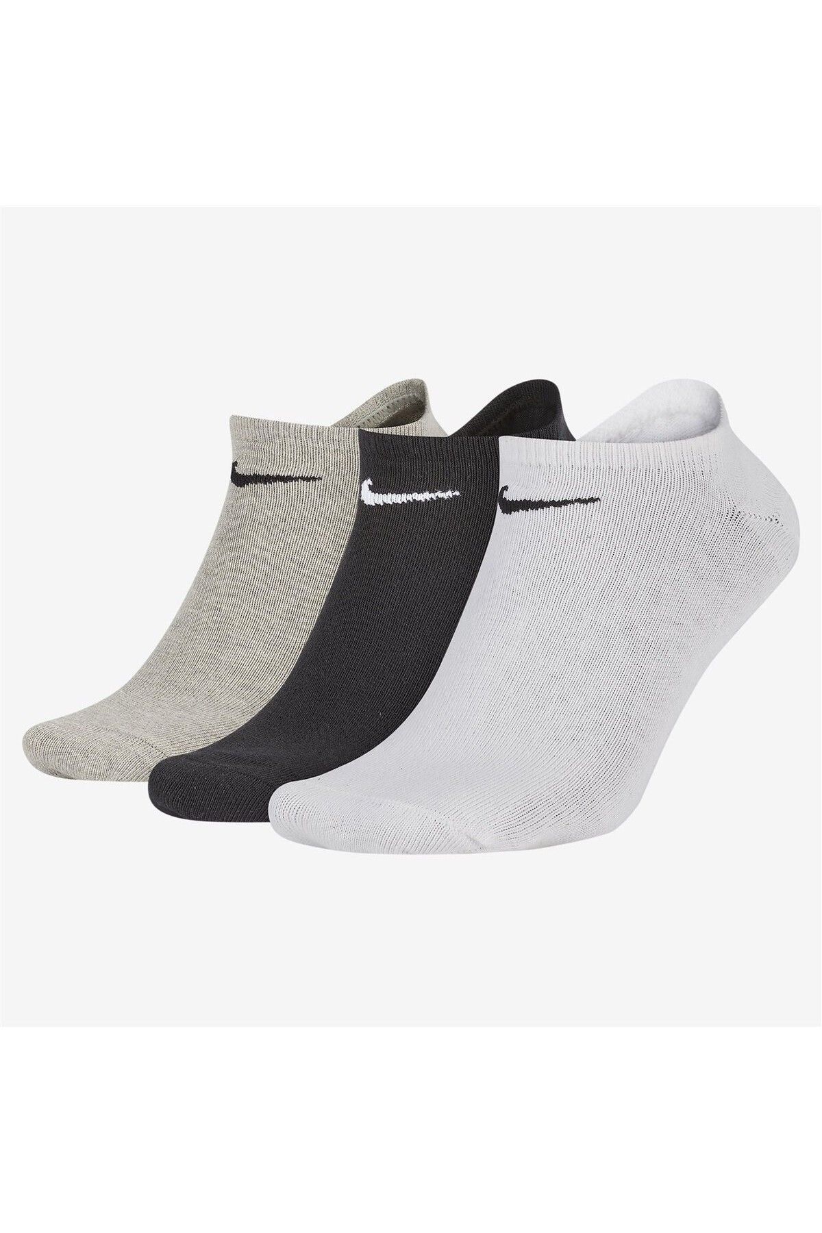 Nike Value No Show Ulightweight Unisex Sock 3 lü Soket Çorap Siyah Beyaz Bej