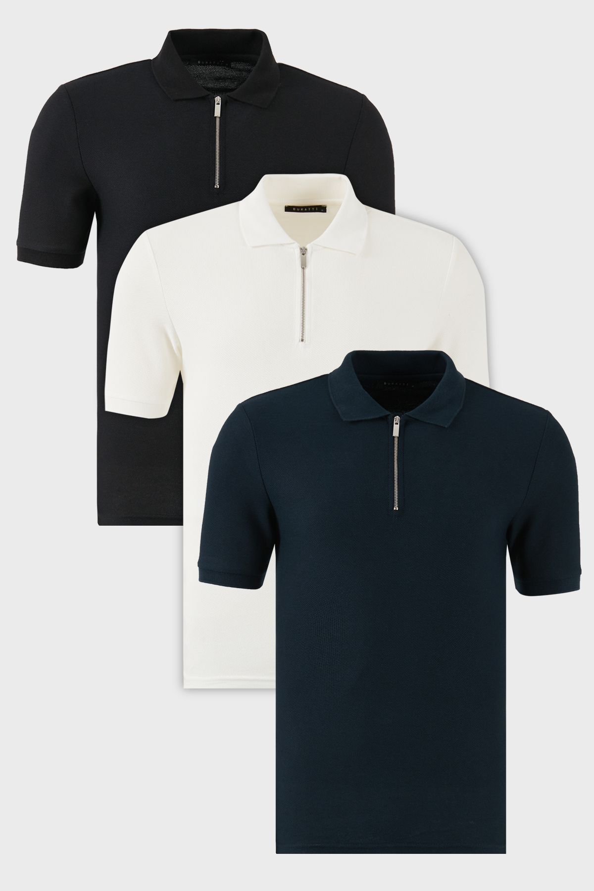 Buratti Pamuklu Regular Fit Yarım Fermuarlı 3'lü Paket Polo Yaka T Shirt Erkek POLO YAKA T SHİRT 590
