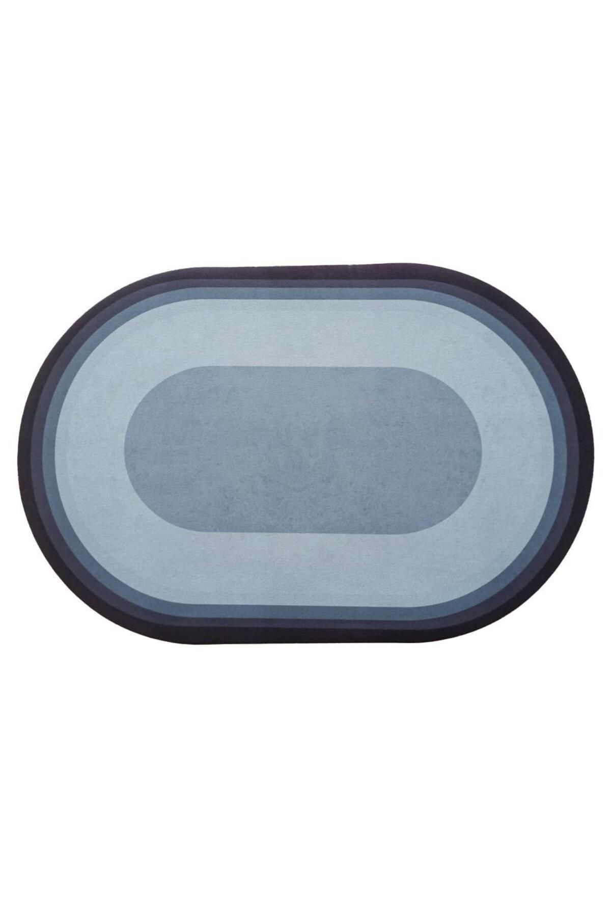 sanal trend Siyah Gri 57*38 Cm 2,5 Mm Oval Su Emici Banyo Duş Önü Paspas Kaymaz Abdest Paspası