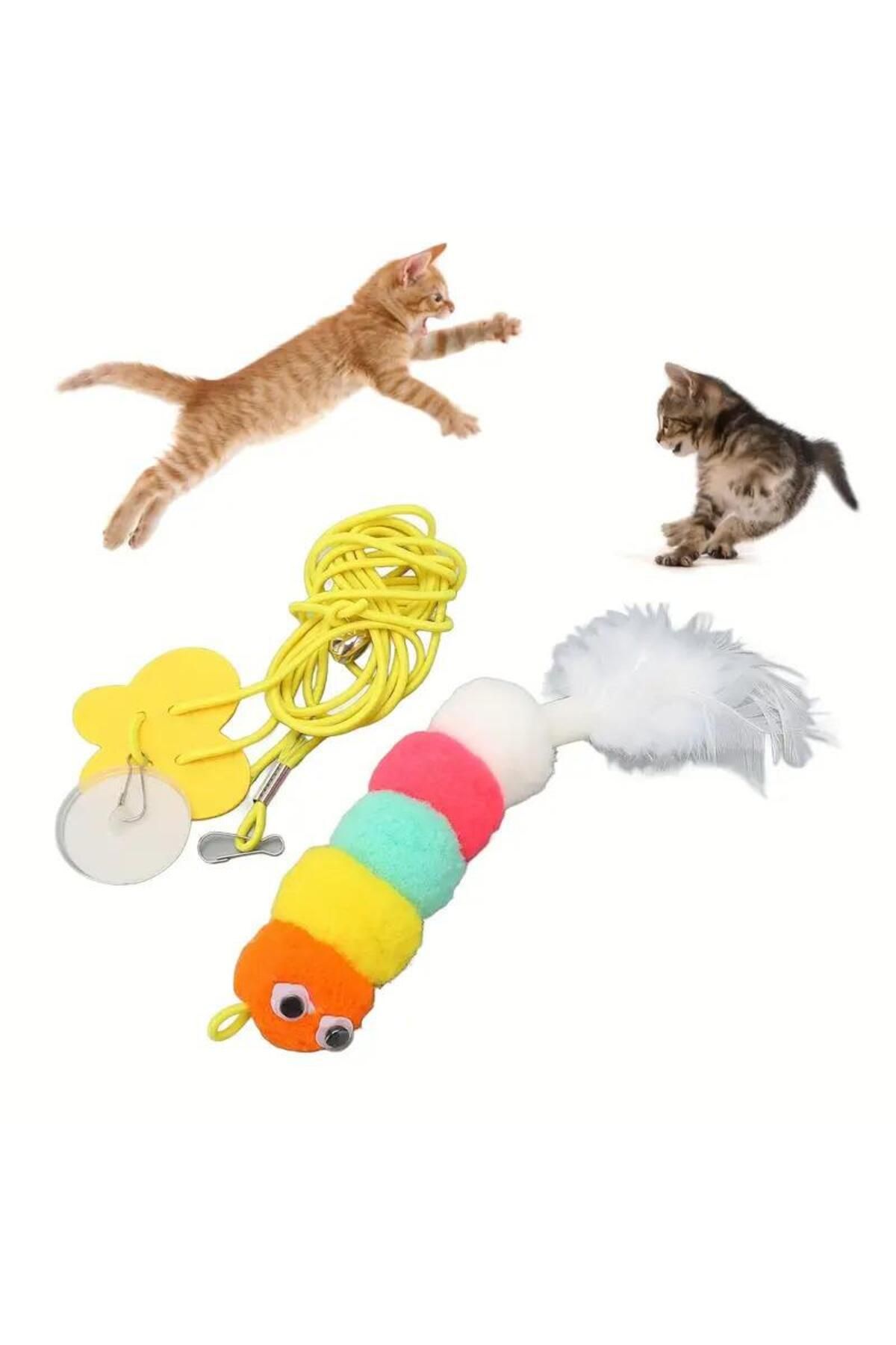 sanal trend Elastik Yapışkanlı Çok Renkli Kedi Oyun Oltası Eğitim Oyuncağı