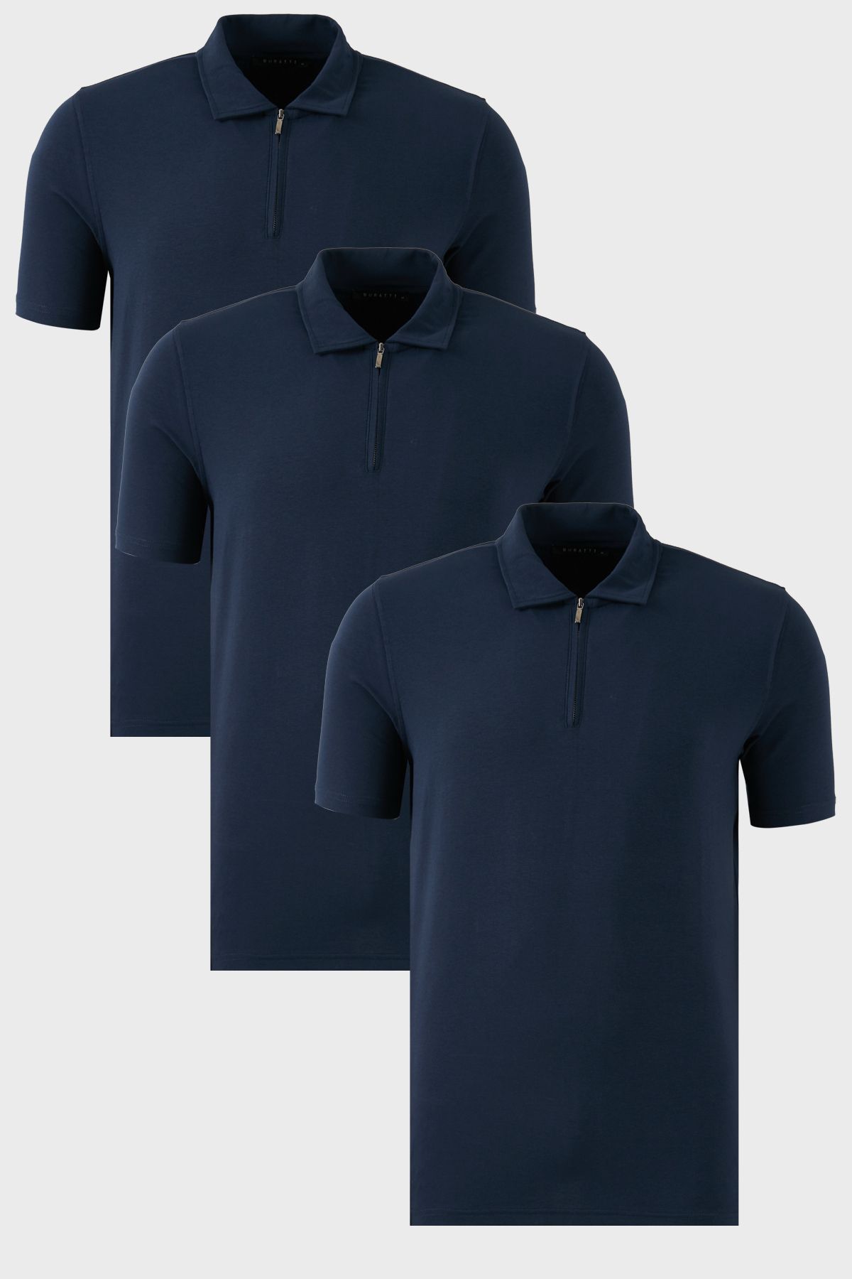 Buratti Streç Pamuklu Regular Fit Yarım Fermuarlı 3'lü Paket Polo Yaka T Shirt Erkek POLO YAKA T SHİ