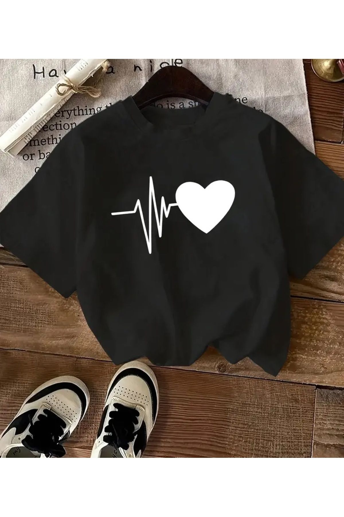 qubo sportswear & company qubo Unisex Oversize Baskılı Pamuklu Bisiklet Yaka Kısa Kollu SİYAH T-shirt