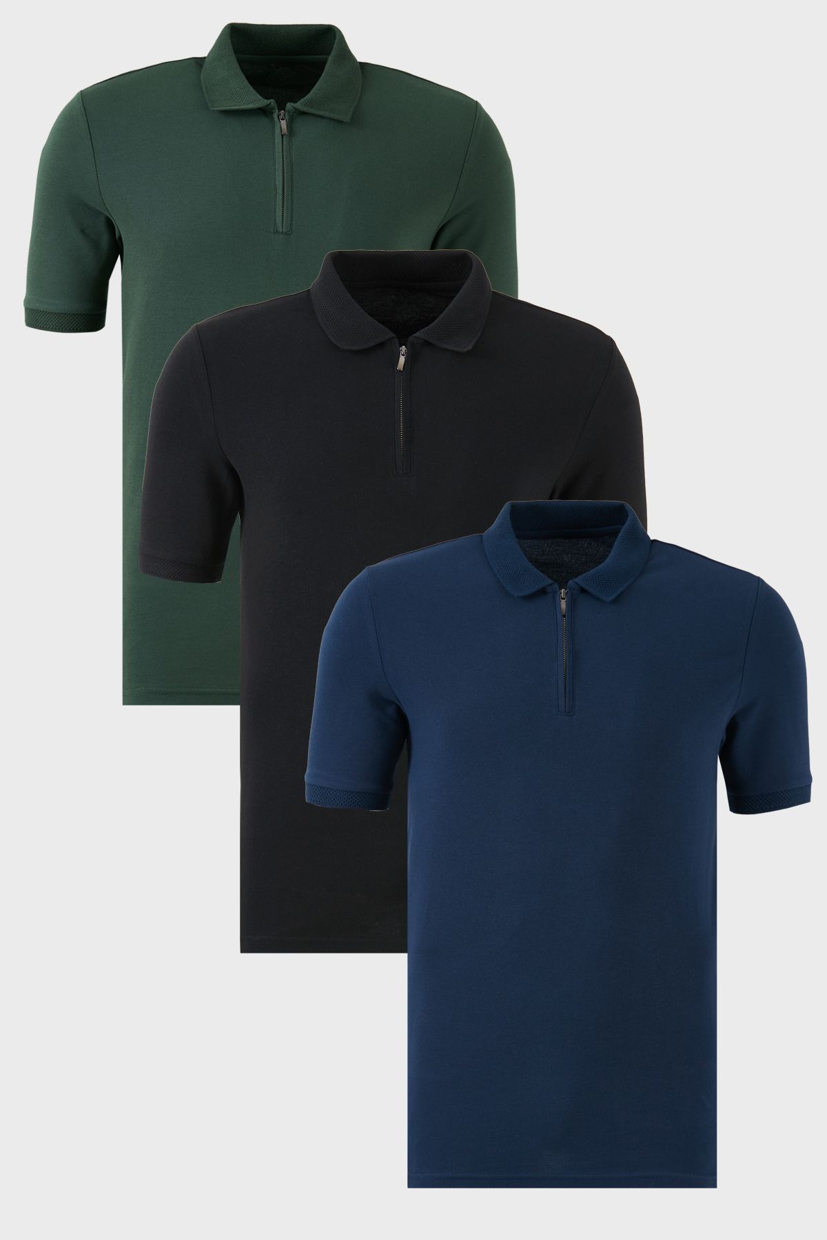 Buratti Pamuklu Regular Fit Yarım Fermuarlı 3'lü Paket Polo Yaka T Shirt Erkek POLO YAKA T SHİRT 590