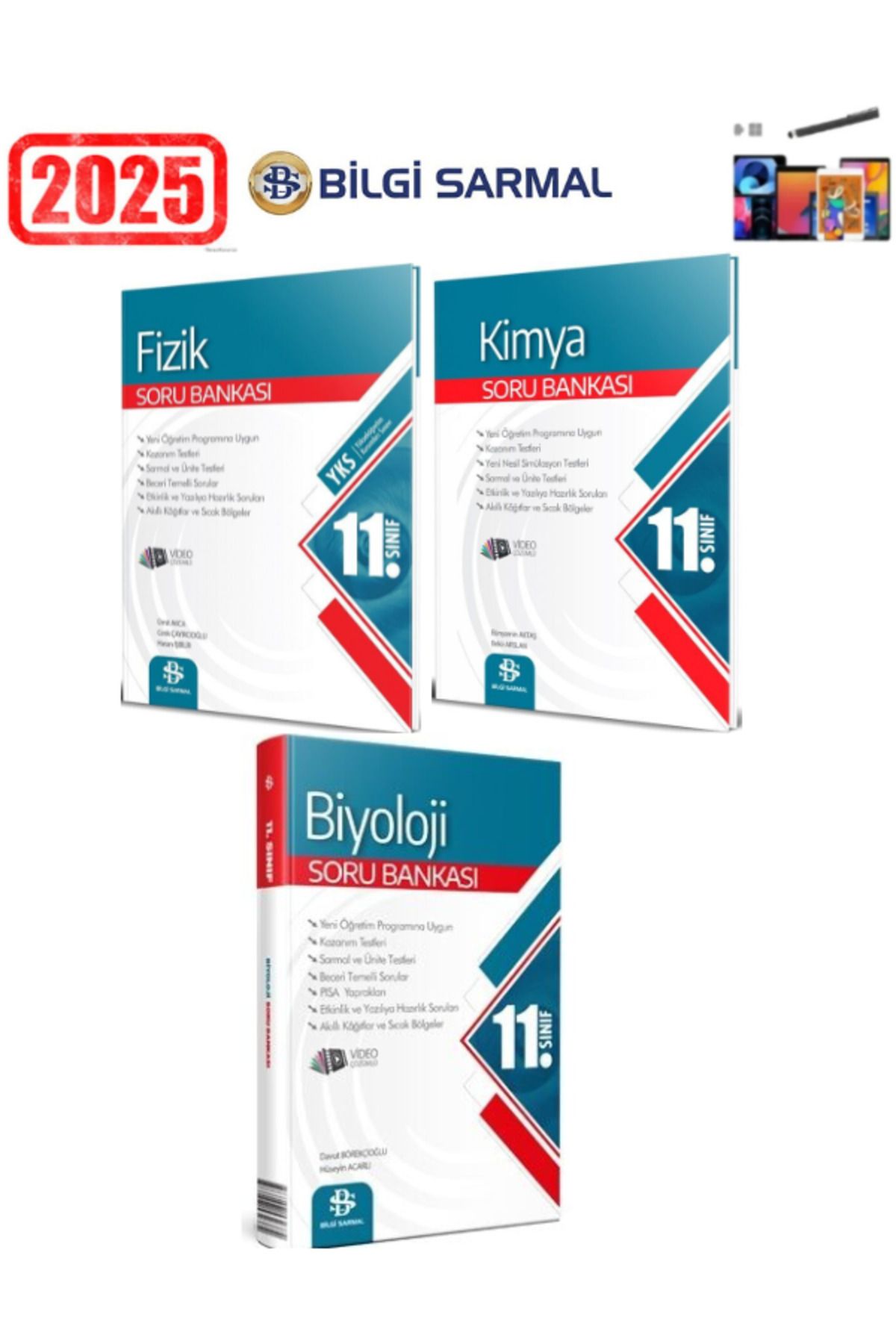 Bilgi Sarmal Yayınları Güncel 11.Sınıf Fizik-Kimya-Biyoloji Soru Bankası Seti+Android Kalem