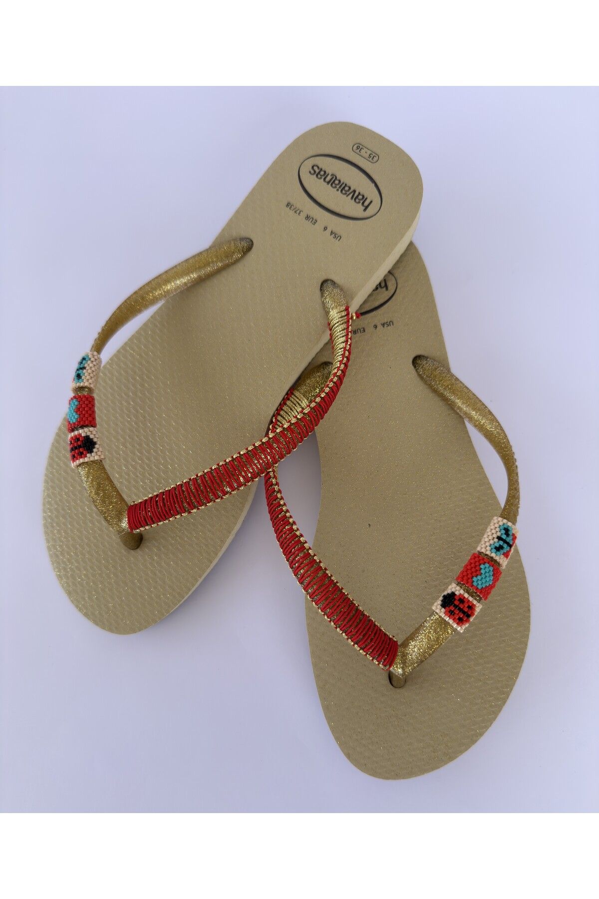 Havaianas Slim Gold Terlik Miyuki Motif Detaylı Plaj Terliği