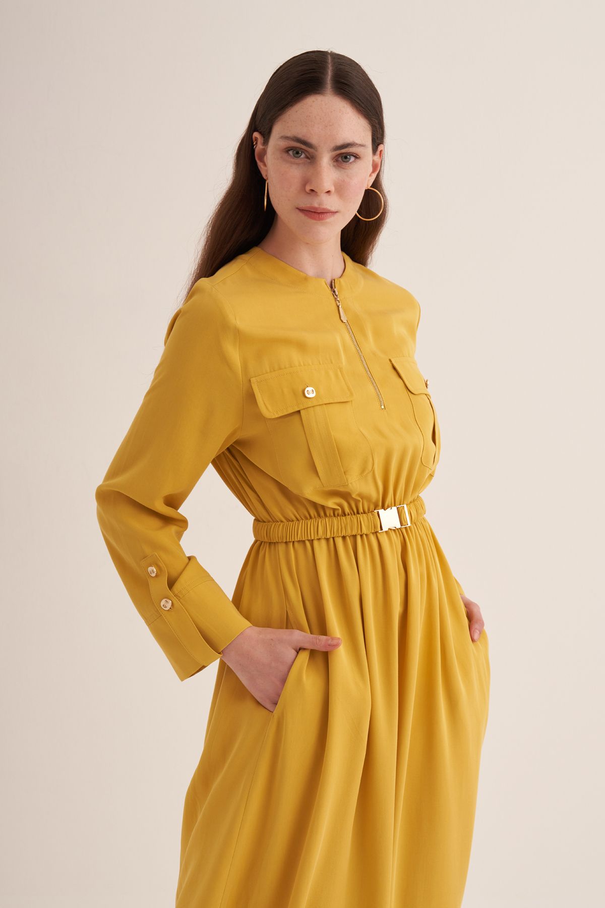AZEYFA CLANDE MANGO KEMERLİ ELBİSE