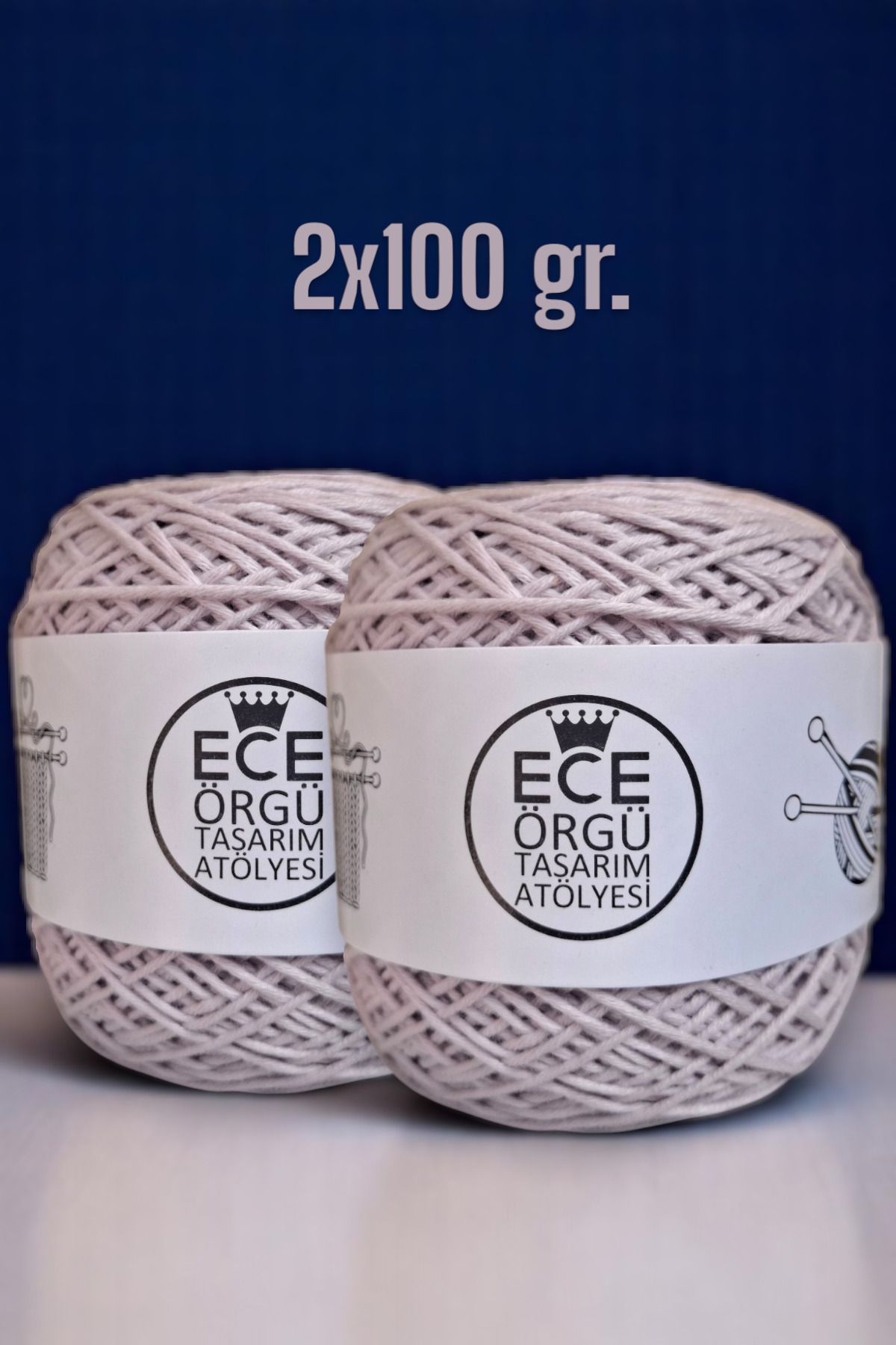 Uçuk pembe, çok katlı, bükümlü, %100 koton el örgü ipi (200 gr.)