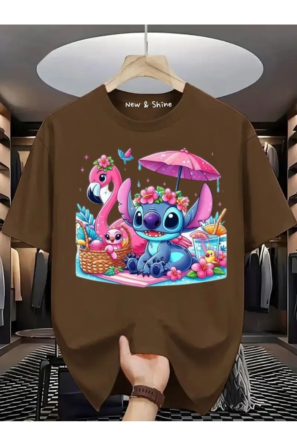 New Shine Stitch Baskılı Oversize T-Shirt