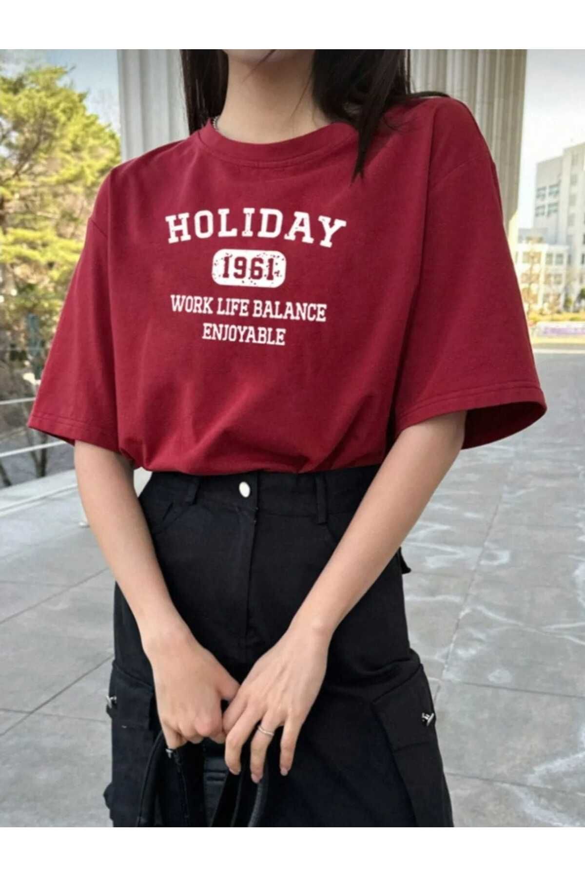 TekTarzz Unisex Holiday Baskılı Tasarım Tshirt