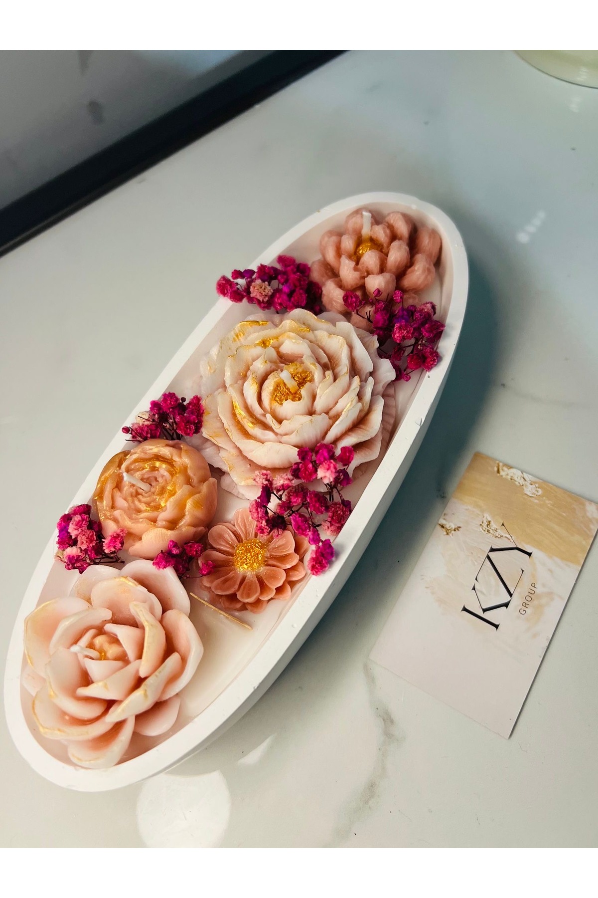 kzygroup Ev dekorasyon kayık tabak çiçek bahçesi mumluk set fotoğrafı 3 (önizleme)