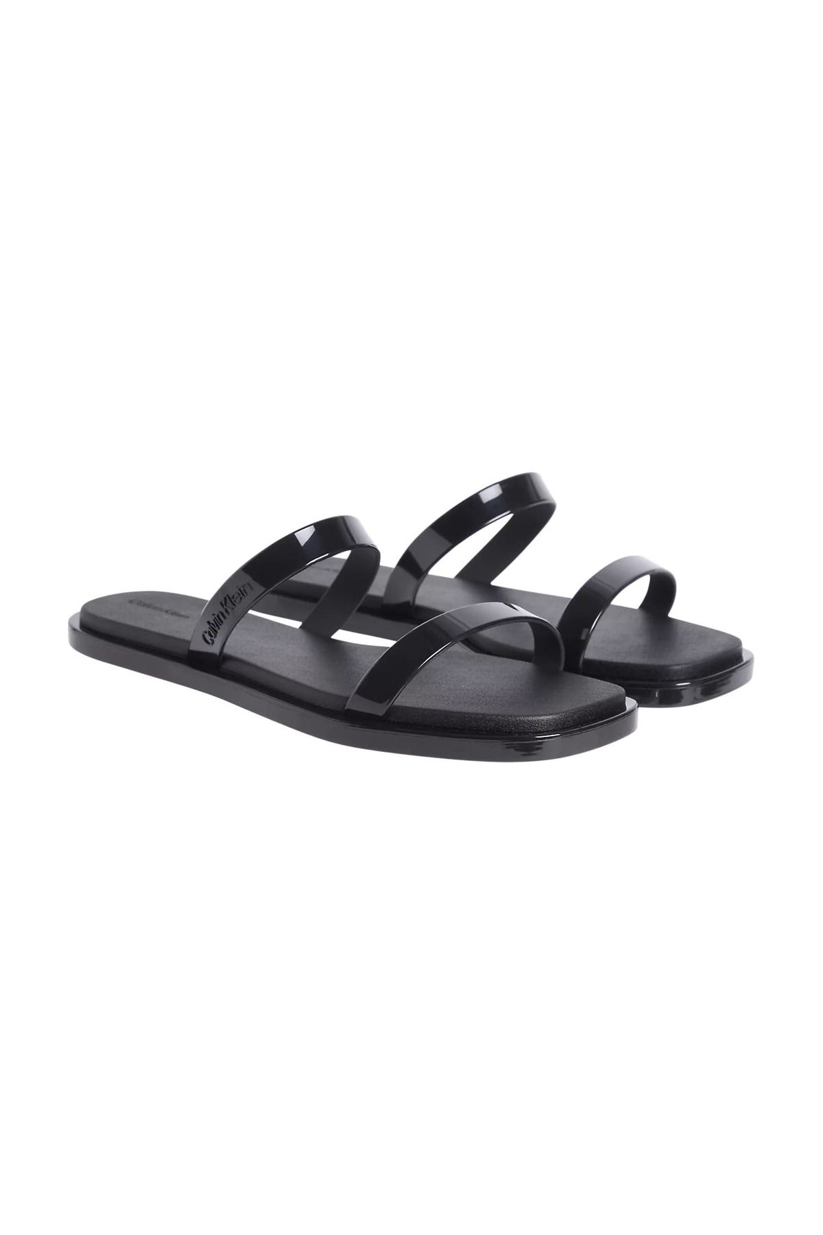 Calvin Klein Kadın Ck Double Bar Slide Terlik - Siyah