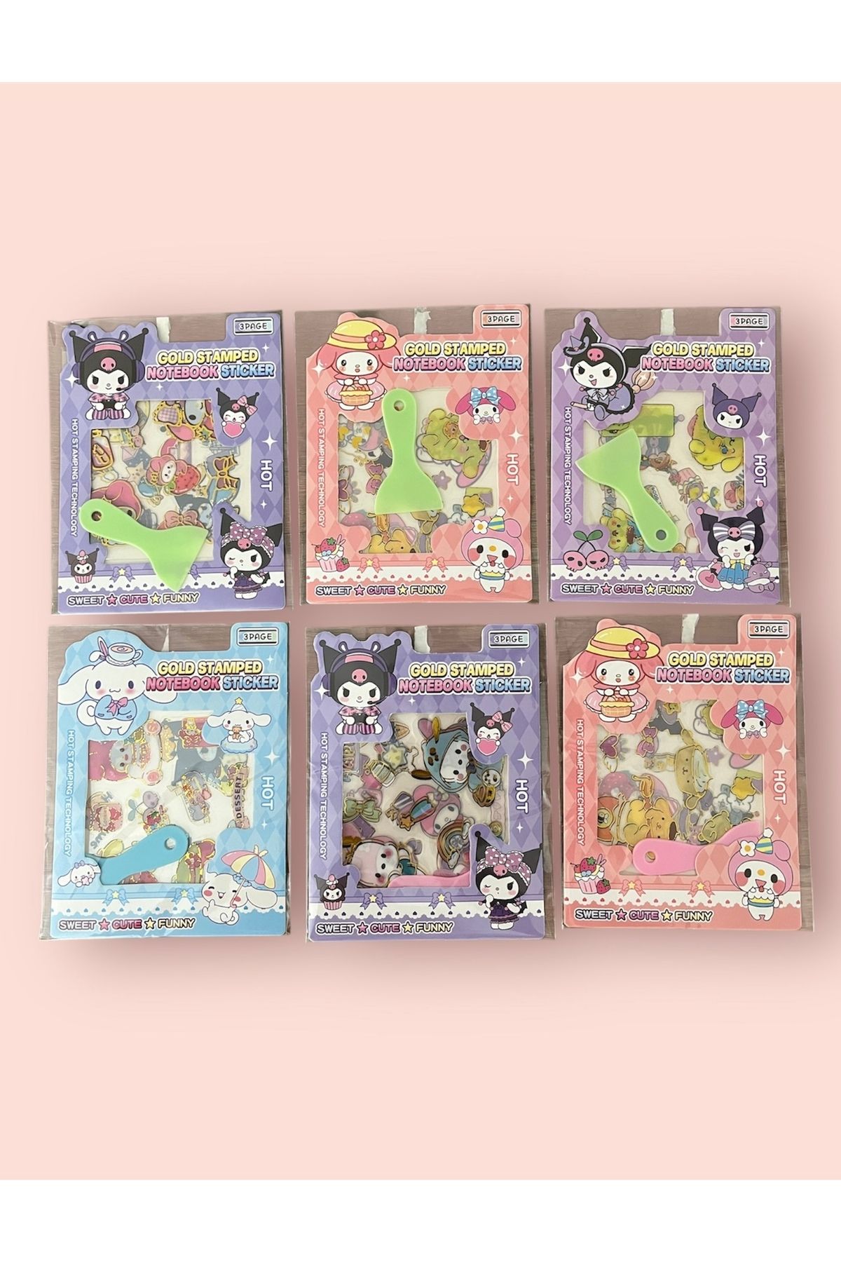 Beyaz Dükkan Sanrio Kuromi Spatulalı Sticker Çıkartma Etiket 3 Adet