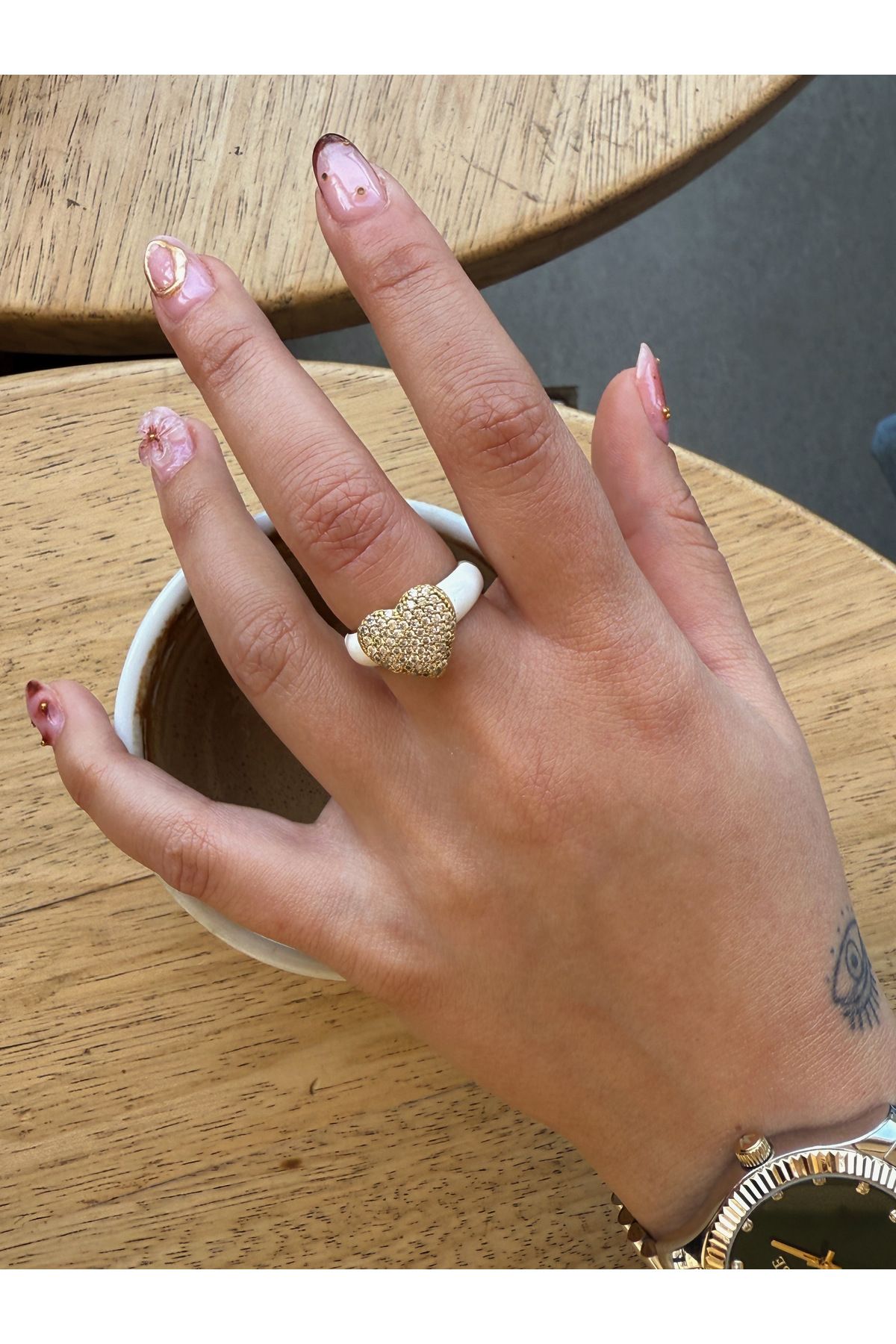 HeyYou Jewelry Ayarlı kalp yüzük