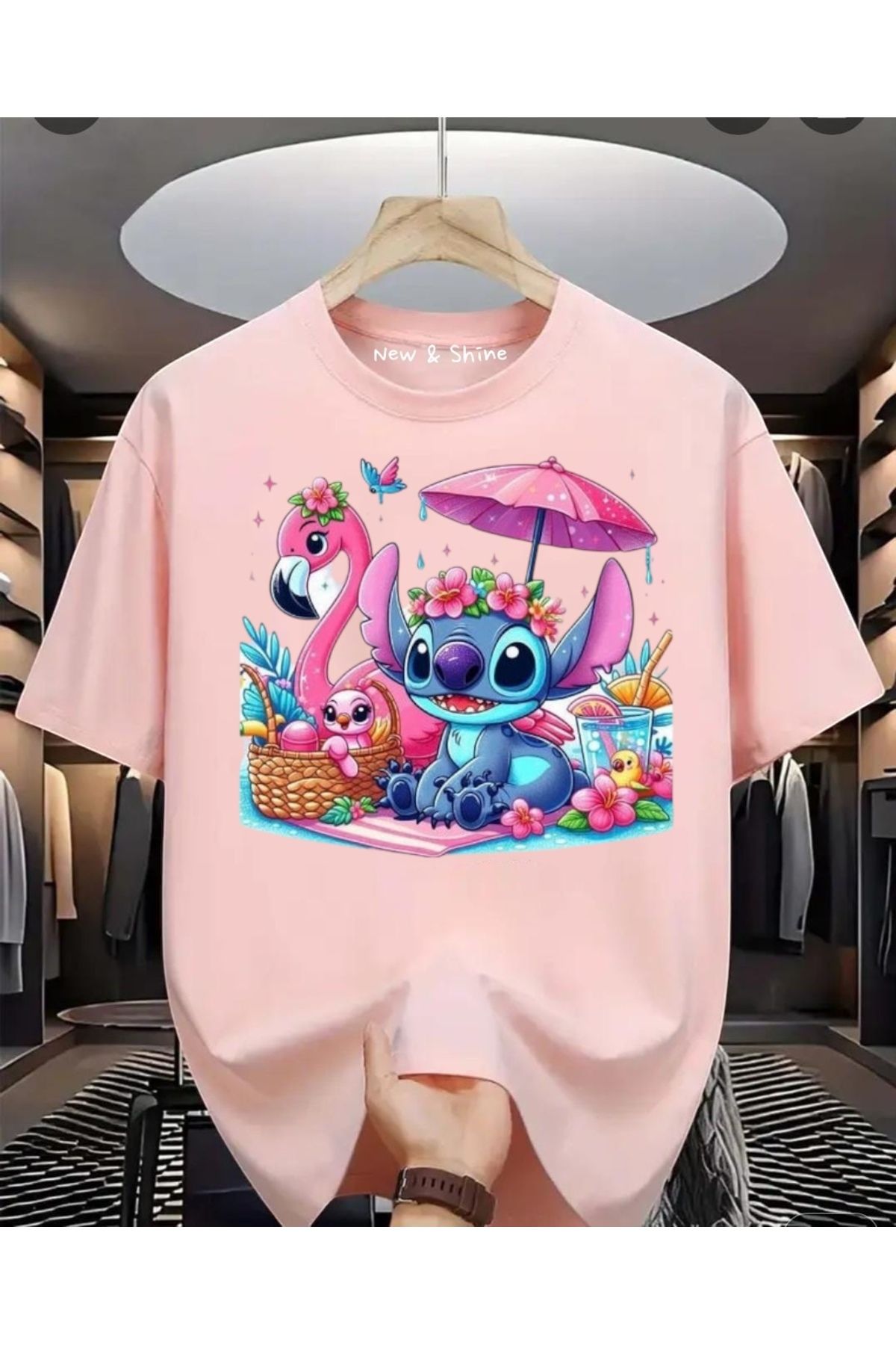 New Shine Stitch Baskılı Büyük Beden Oversize T-Shirt
