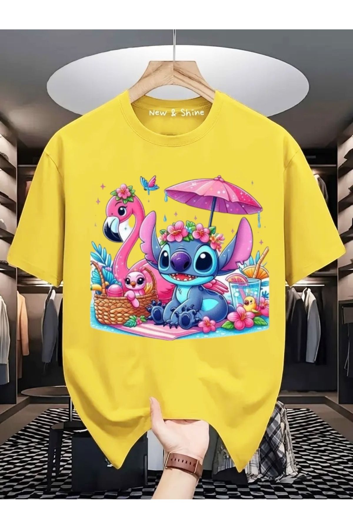 New Shine Stitch Baskılı Büyük Beden Oversize T-Shirt