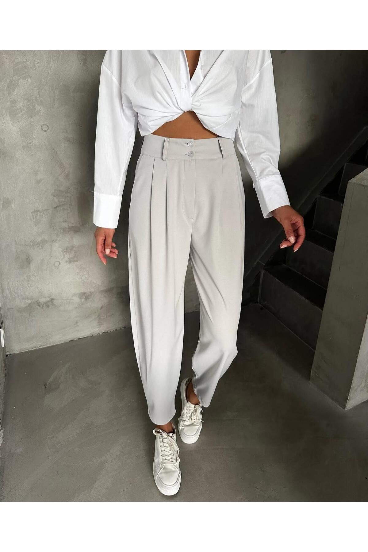 BengüşButik Full Likralı Kumaş Şalvar Kesim Pantolon