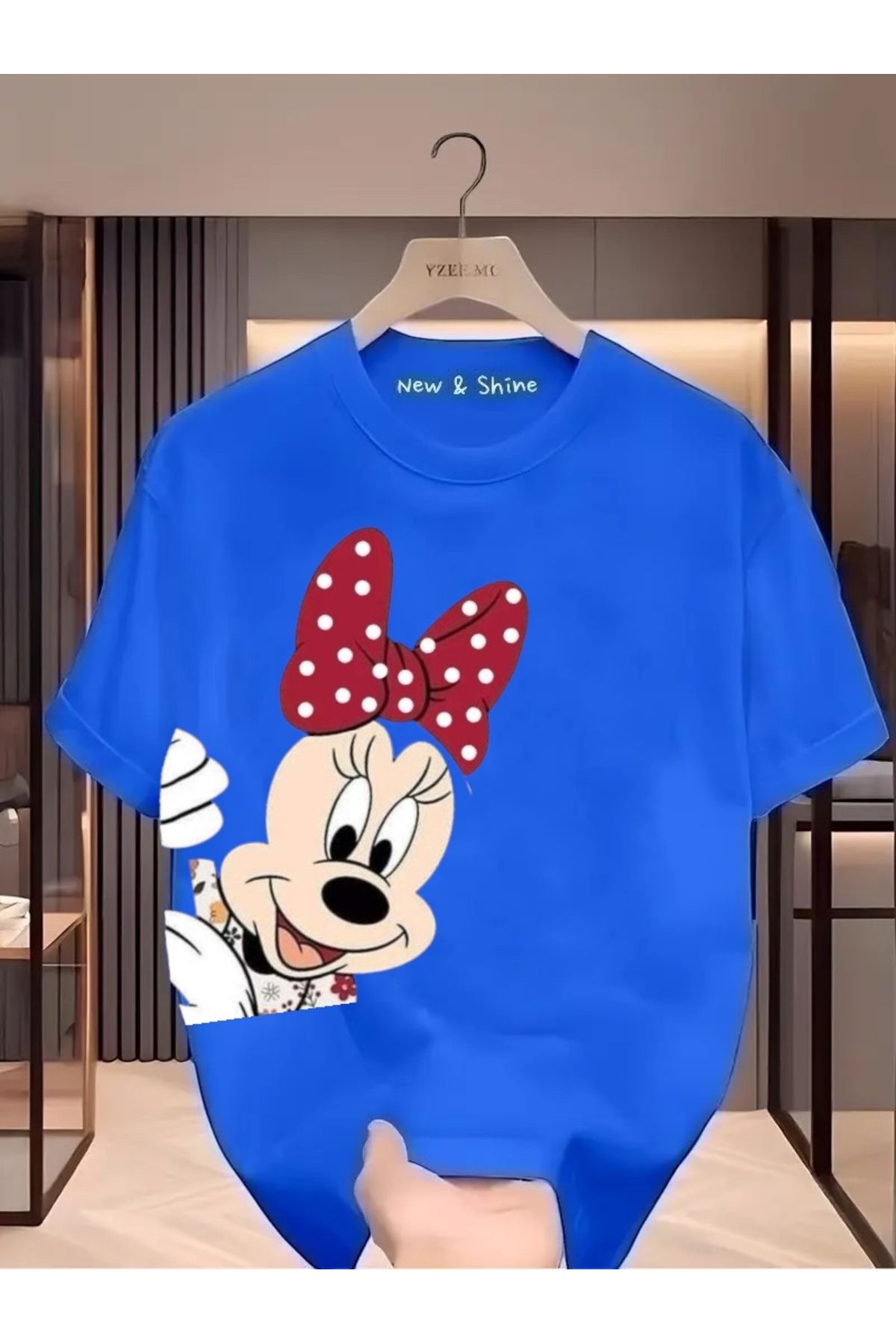 New Shine Minnie Mouse Yanda Baskılı Oversize T-Shirt