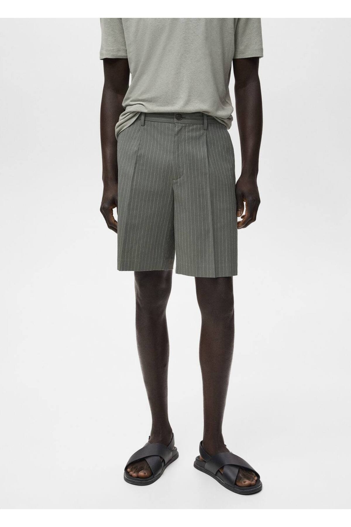 Dar kesim chino pamuklu bermuda şort