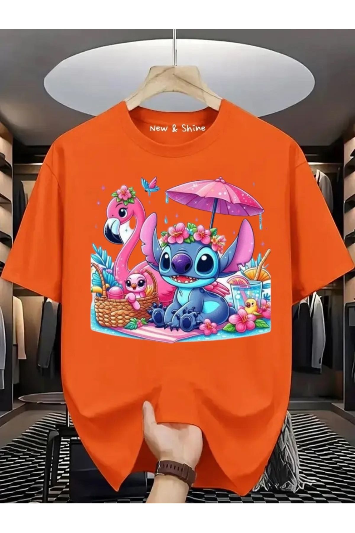 New Shine Stitch Baskılı Oversize T-Shirt