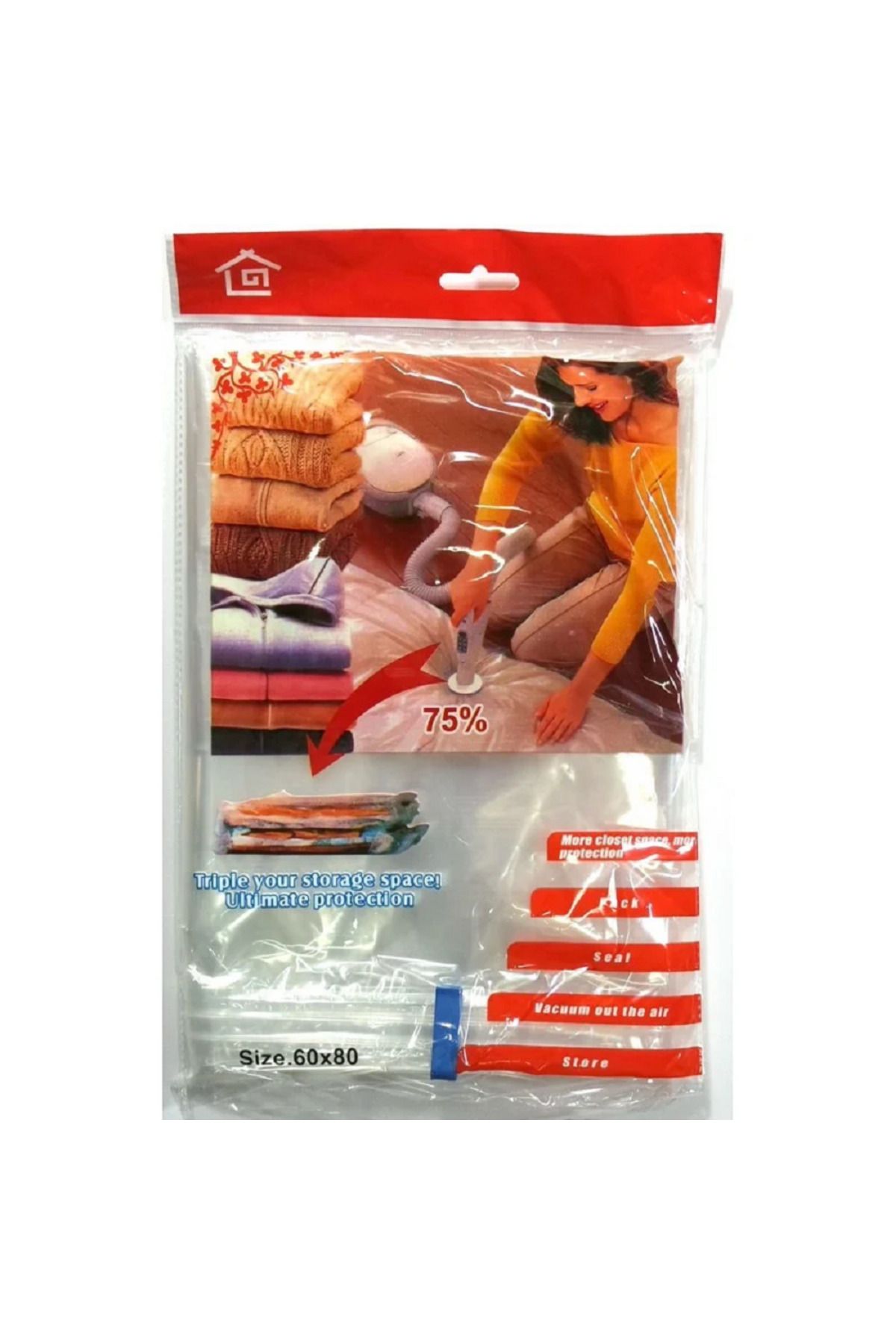 OEM Saci Pentru Vidat Haine, 60 X 80 Cm, Transparenti, Usor De Folosit, 12 Buc/set - One Size