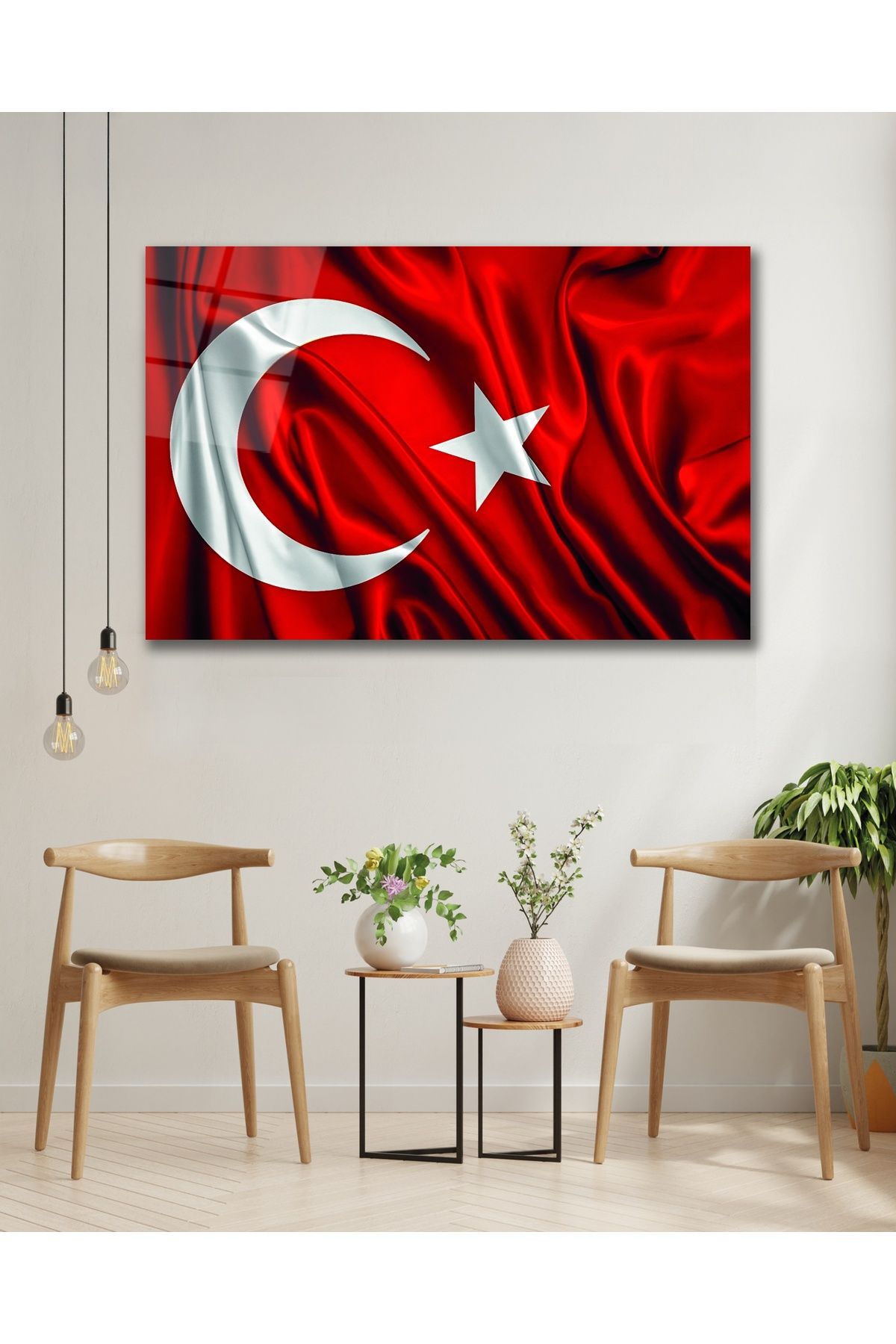 Çağ Baskı Türk Bayrağı Türkiye Bayrak Cam Tablo Modern Ev Ofis Salon Oda Duvar Dekoru Hediyelik