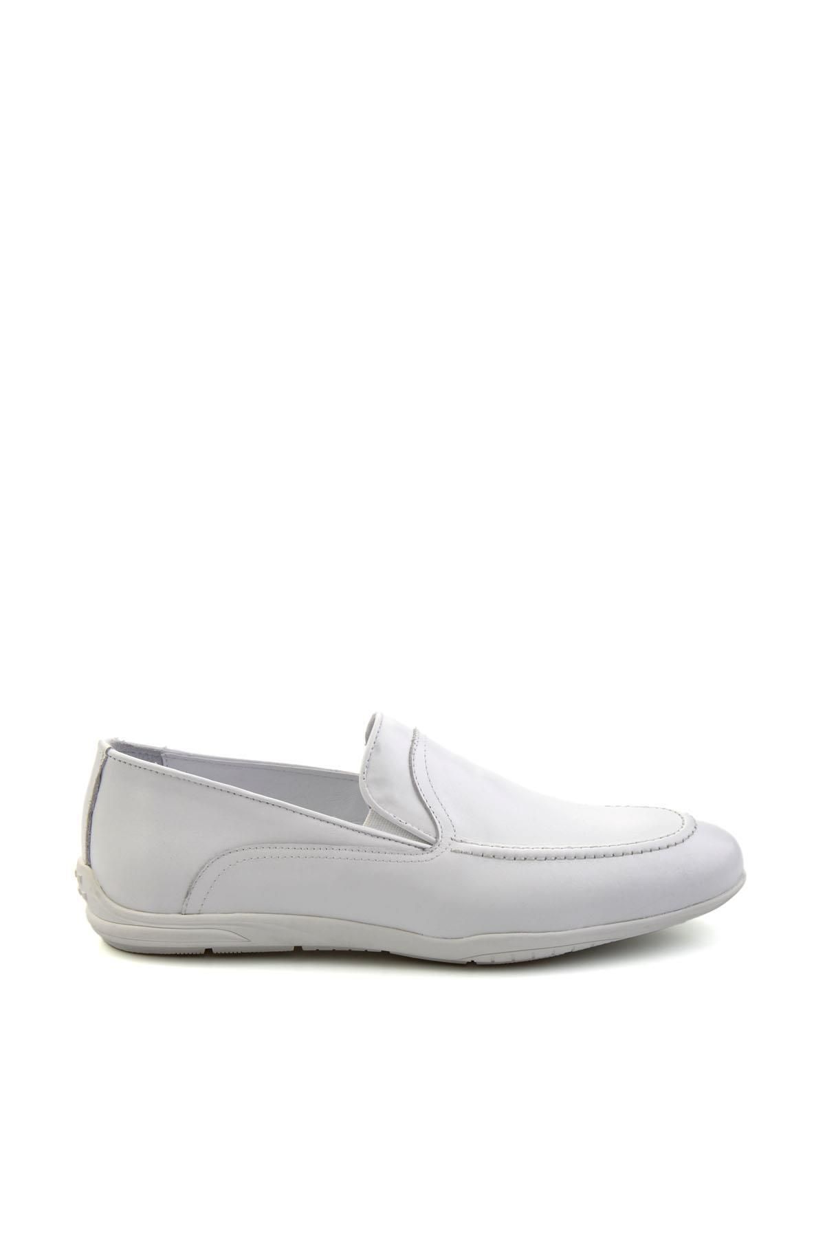 Bambi Beyaz Leather Erkek Loafer Ayakkabı E01011022203