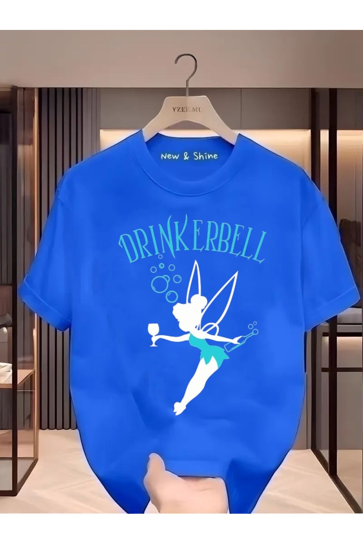 New Shine Drinkerbell Baskılı Büyük Beden Oversize T-Shirt