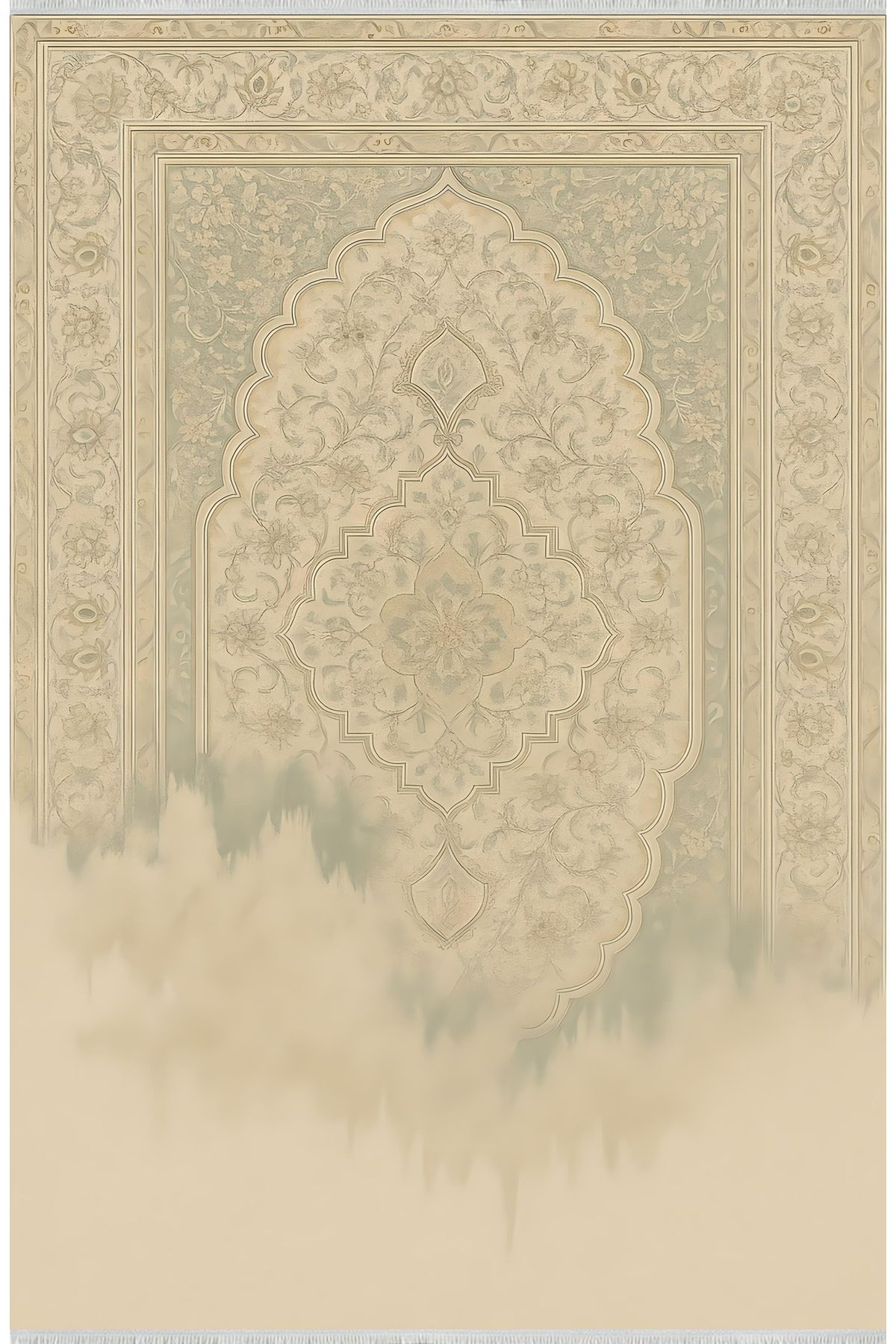 TNYLOF Eriyen Retro Halı – Bej Tonlarda Sanatsal Desen | Kaymaz, Yıkanabilir