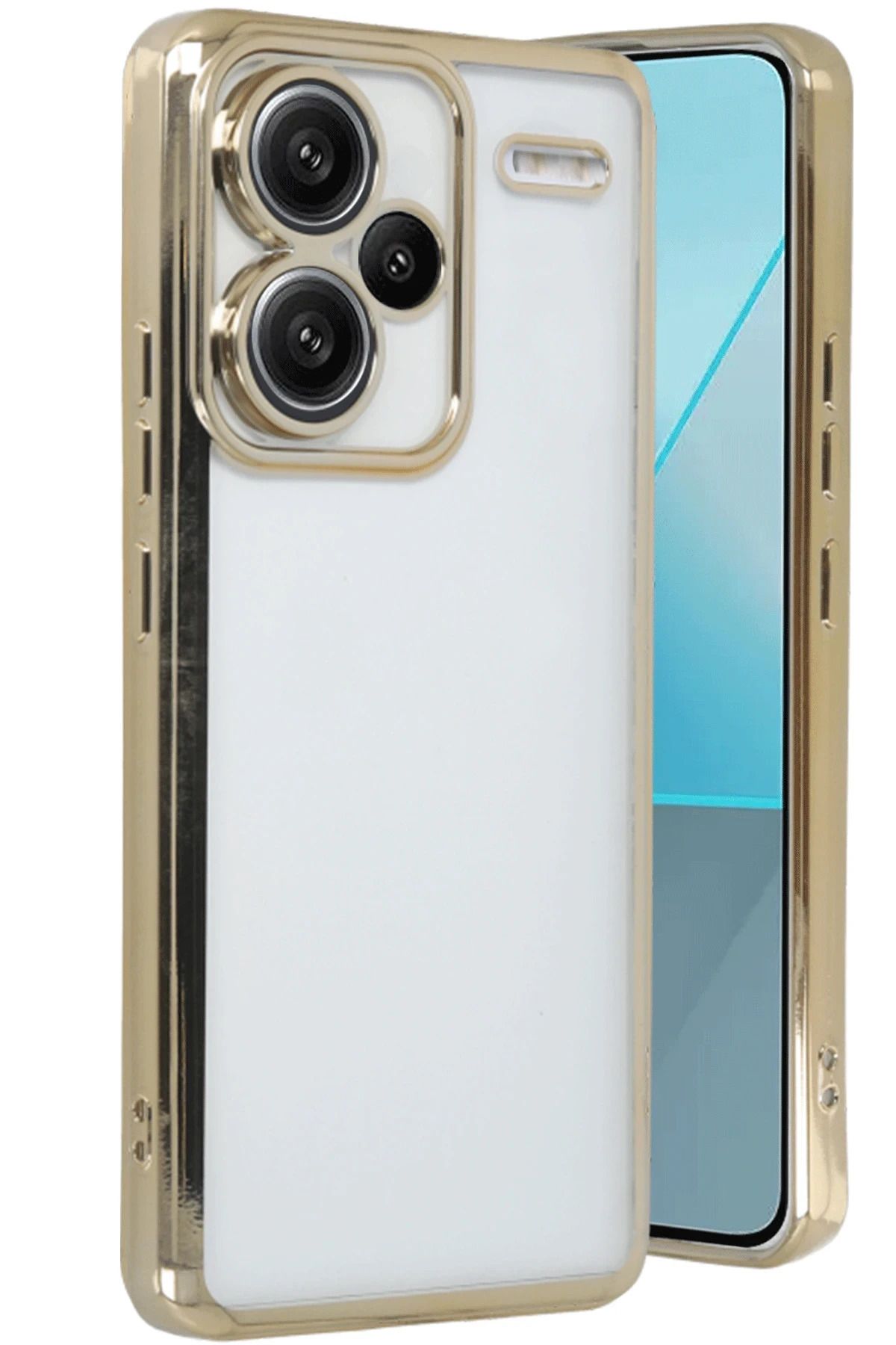 NewFace Xiaomi Redmi Note 13 Pro Plus Kılıf Lensli Silikon - Gold MRAYD