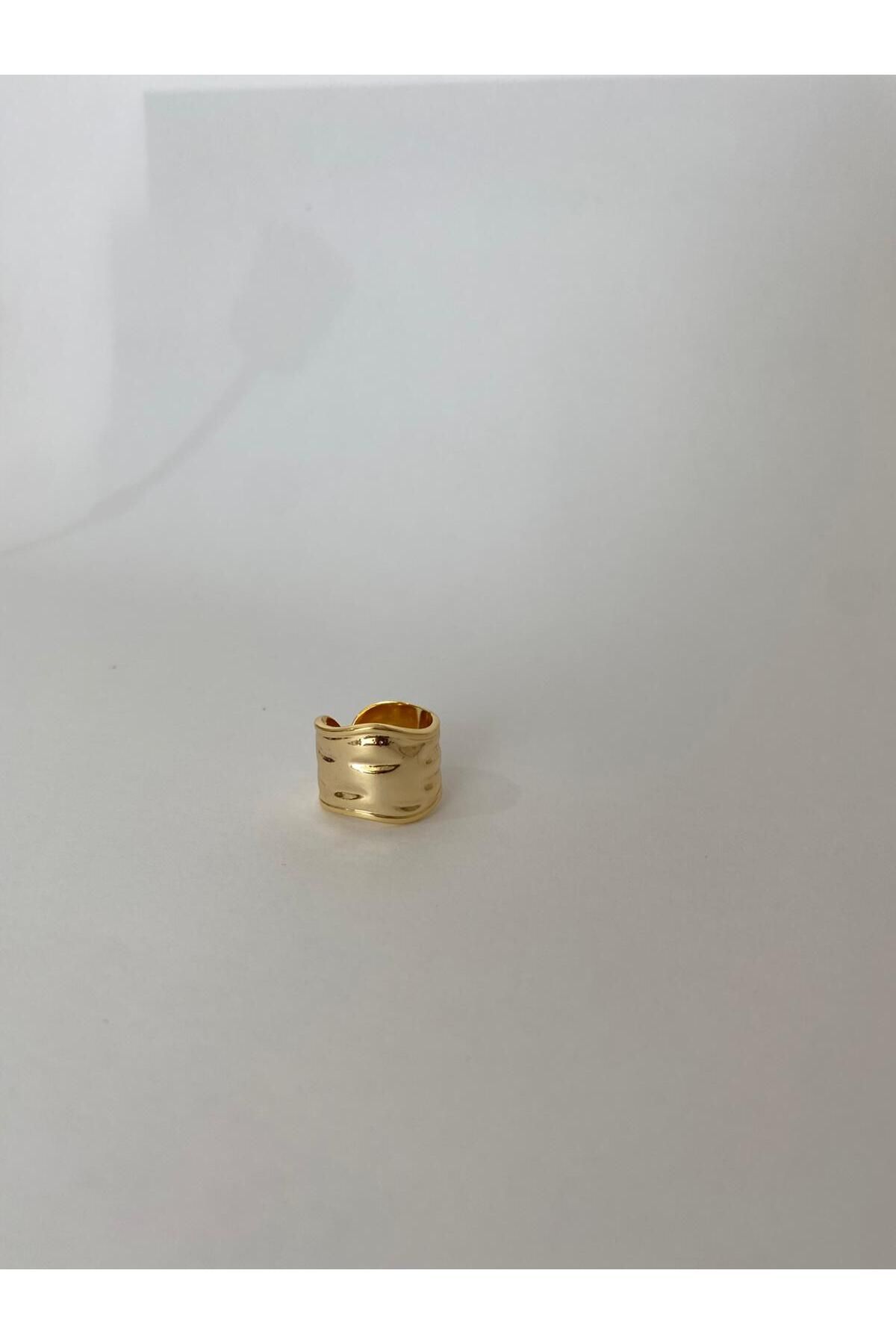 stainless steell Vintage Geniş Ayarlanabilir Gold Yüzük