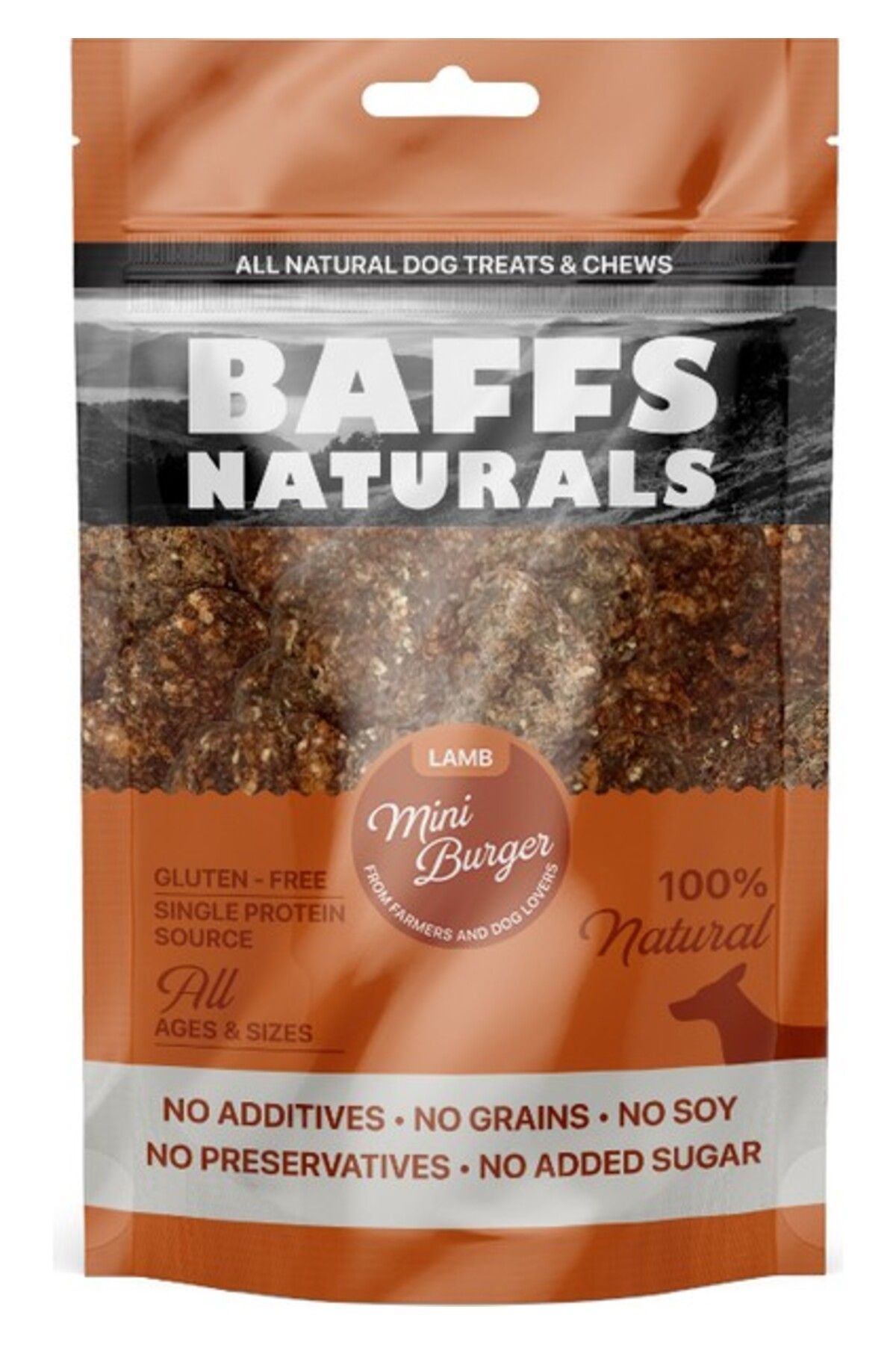 Orqinel Baffs Natural Kuzu Mini Burger %100 Doğal Köpek Ödül Maması 100 gr