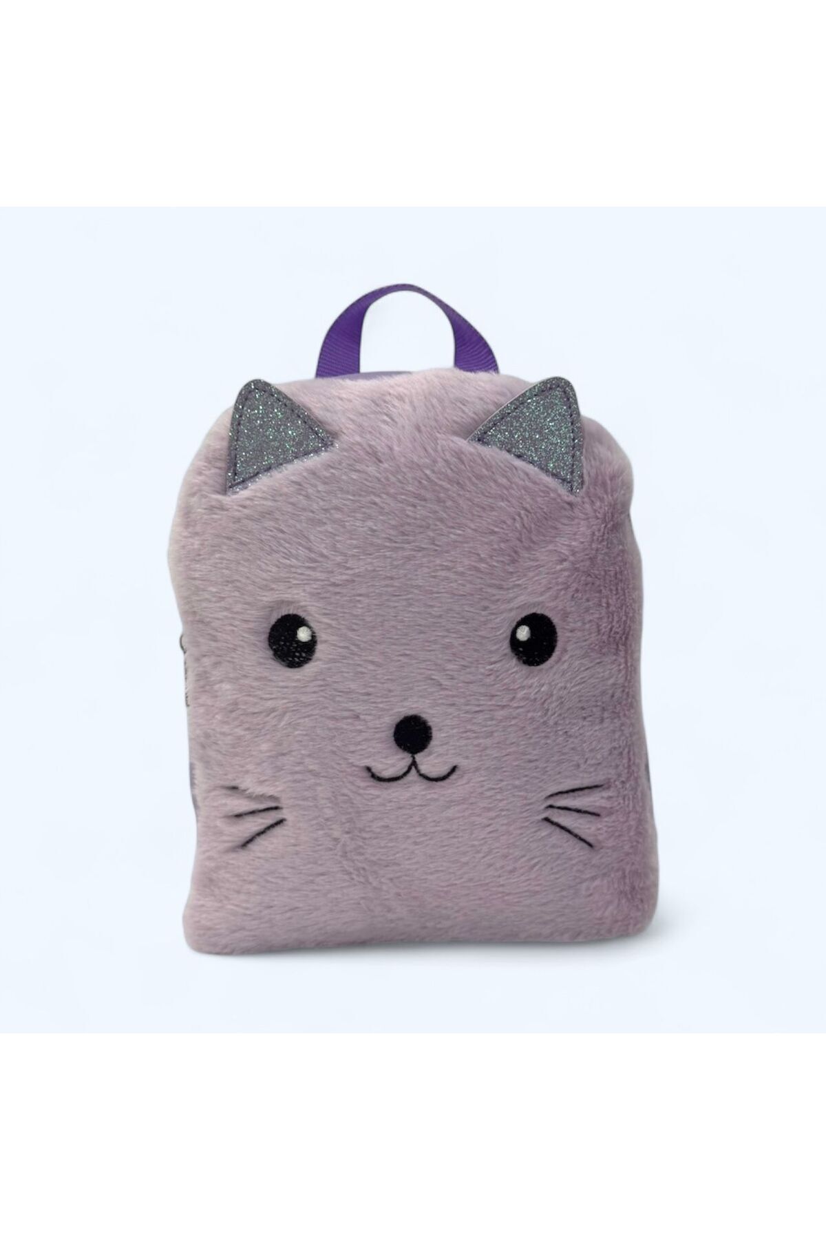 çantaevim-Purple Color Girl's Backpack with Plush Cat Pattern and Cute Animal Pattern with Adjustable Strap 2