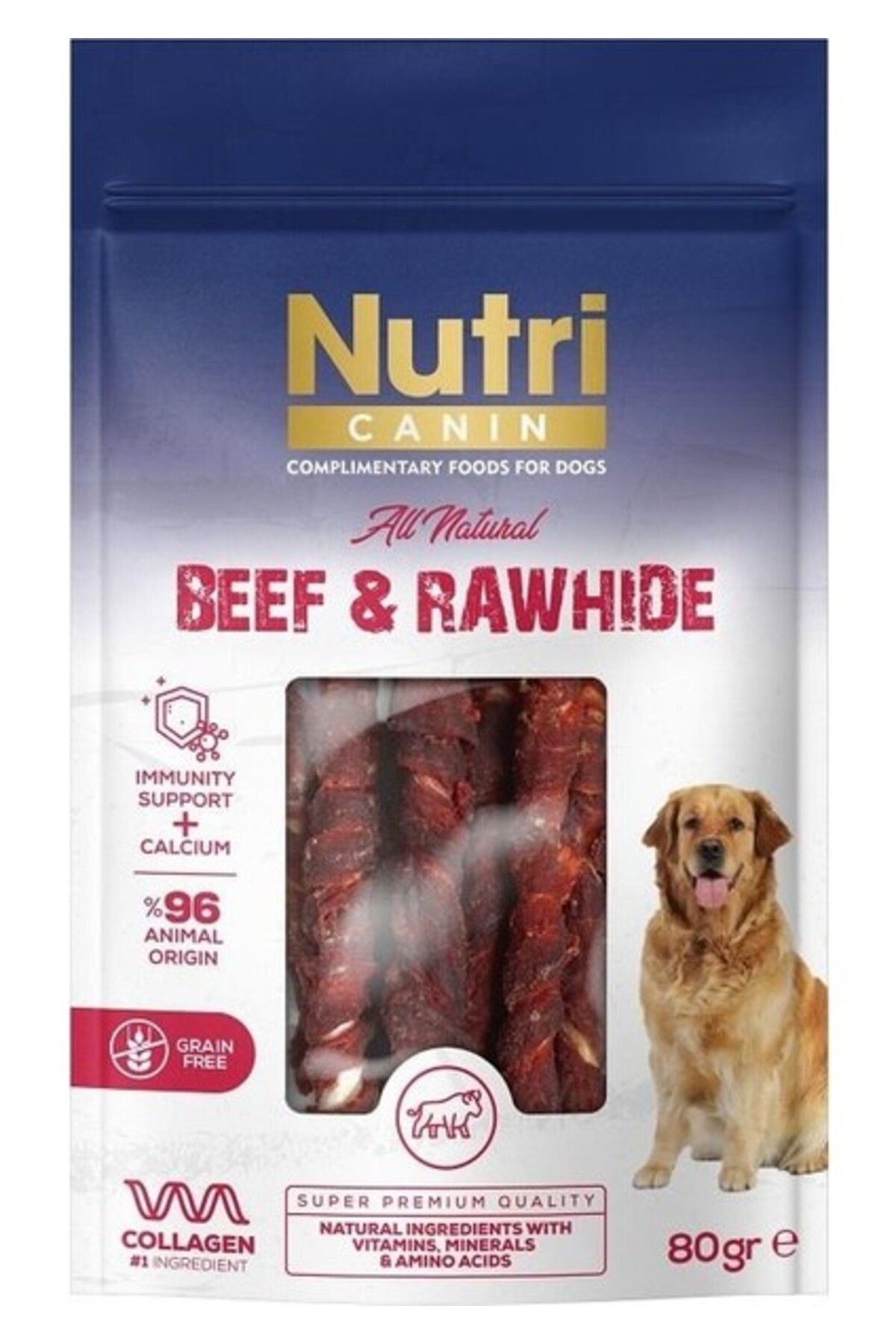 Orqinel Nutri Canin Rawhide Dana Eti Sarılı Kemik Köpek Ödülü 80 gr