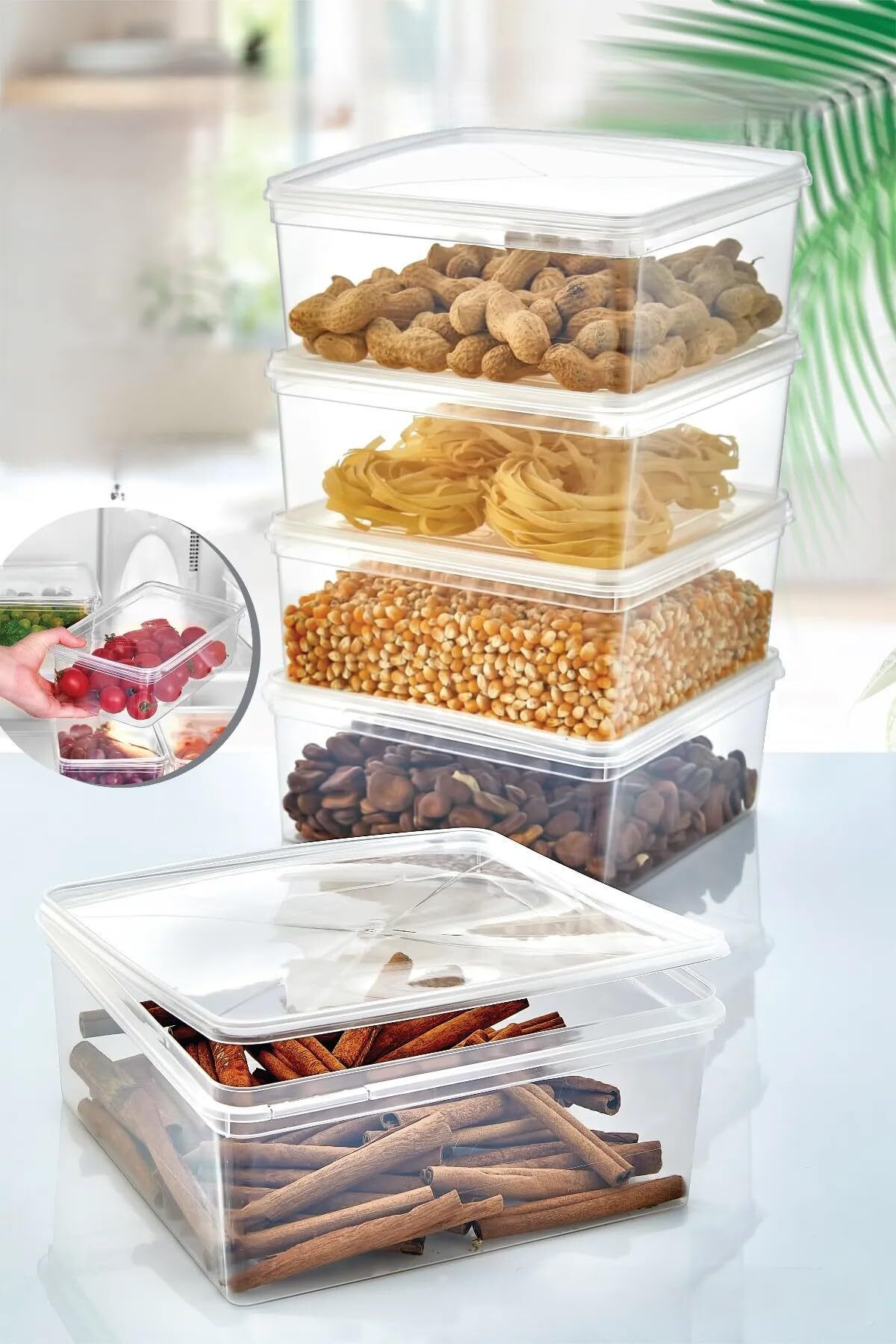 ALPY E TRADE 🌟 10'lu (2000 Ml) Kare Dondurucu Uyumlu Kendinden Kapaklı Saklama Kabı Seti 🌟
