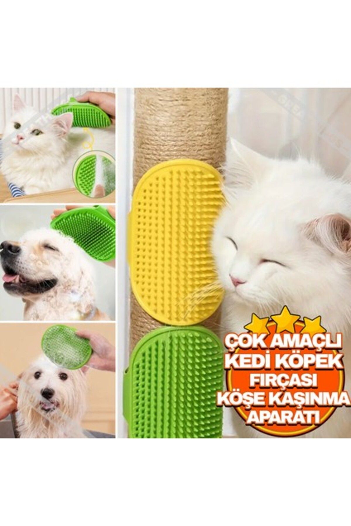Orqinel Greathings Kedi, Köpek Silikon Yıkama ve Tüy Toplama Aparatı | Ayarlanabilir Evcil Hayvan Köşe Kaşın