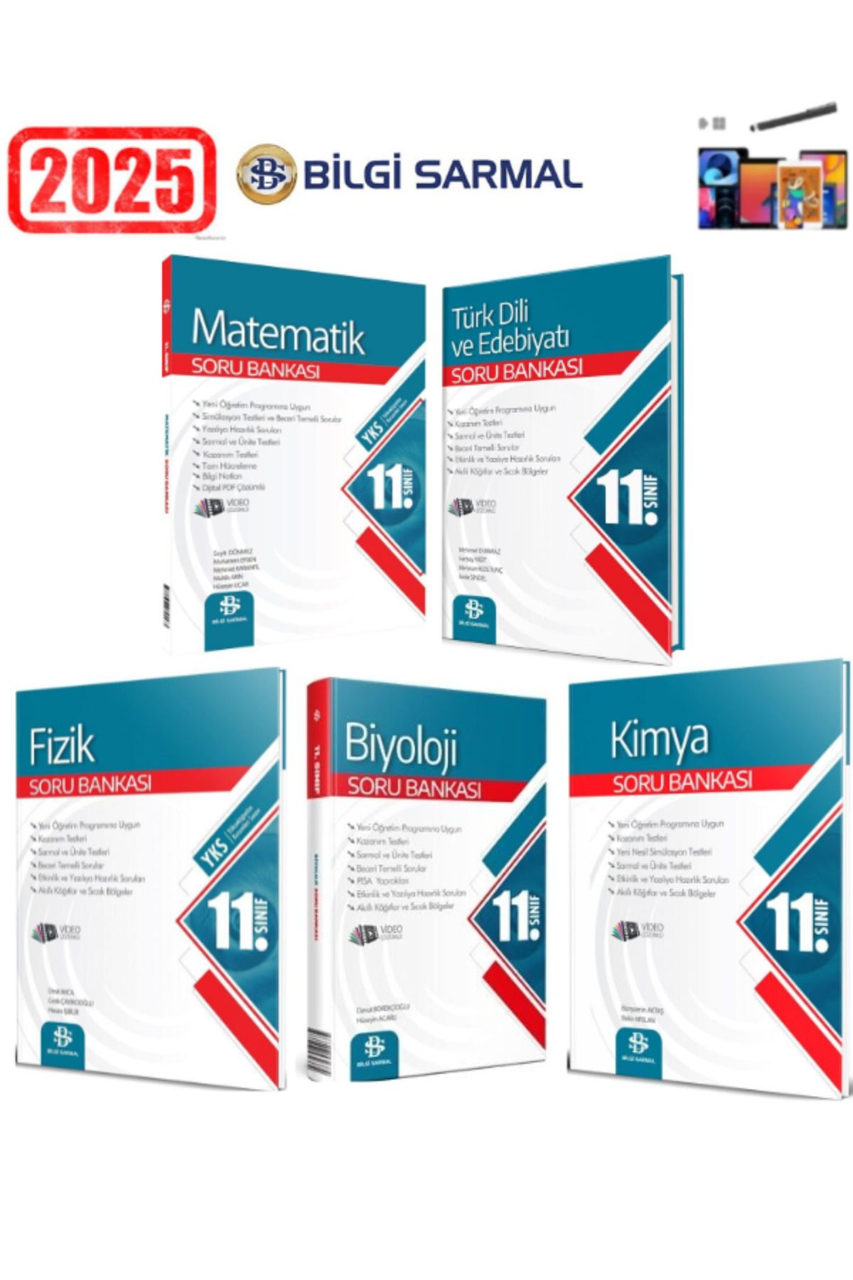 Bilgi Sarmal Yayınları Güncel 11.Sınıf Mat-Türk Dili Edb.-Fizik-Kimya-Biyoloji Soru Bankası Seti+Android Kalem