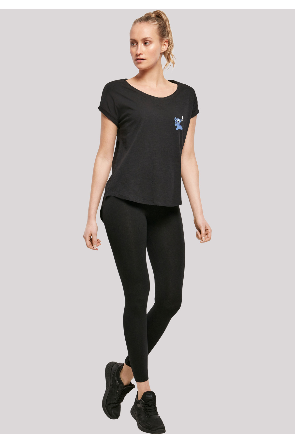 F4NT4STIC-Damen Disney Lilo And Stitch Stitch Backside Breast Print with Ladies Long Slub Tee 4