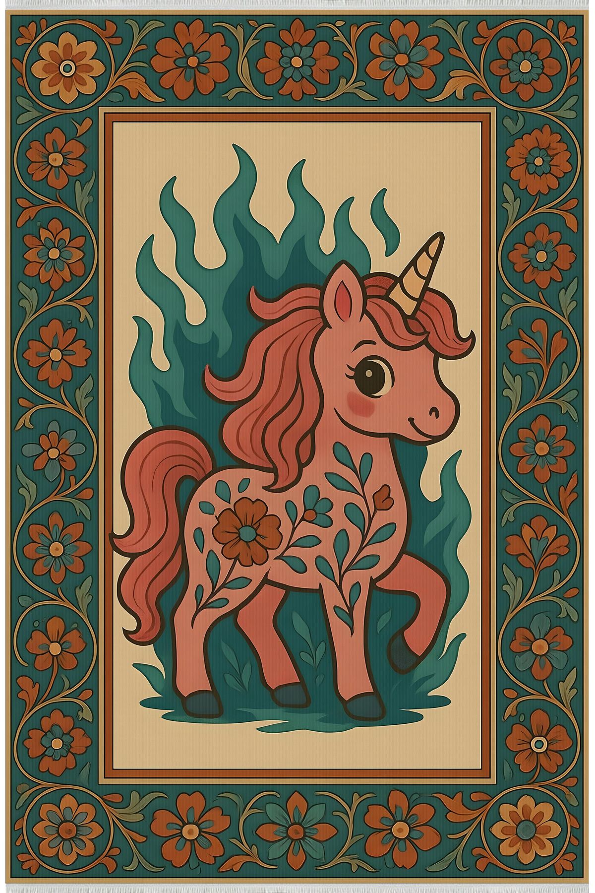 TNYLOF Unicorn Desenli Halı – Renkli & Eğlenceli Tasarım | Kaymaz, Yıkanabilir, Bebek ve Evcil Dostu