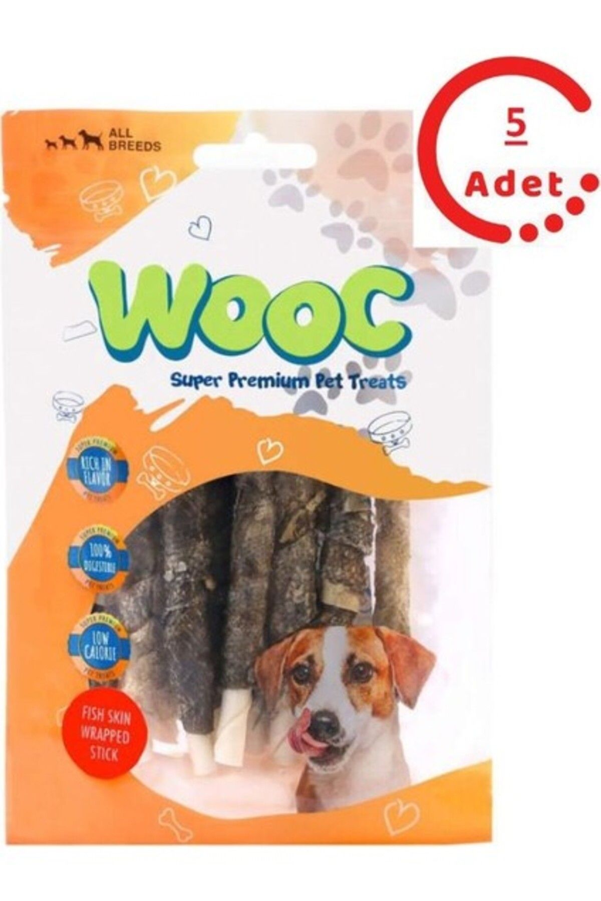 Orqinel Wooc Balık Derisi Sargılı Sütlü Çubuk Köpek Ödül Maması 80GR x 5 Adet