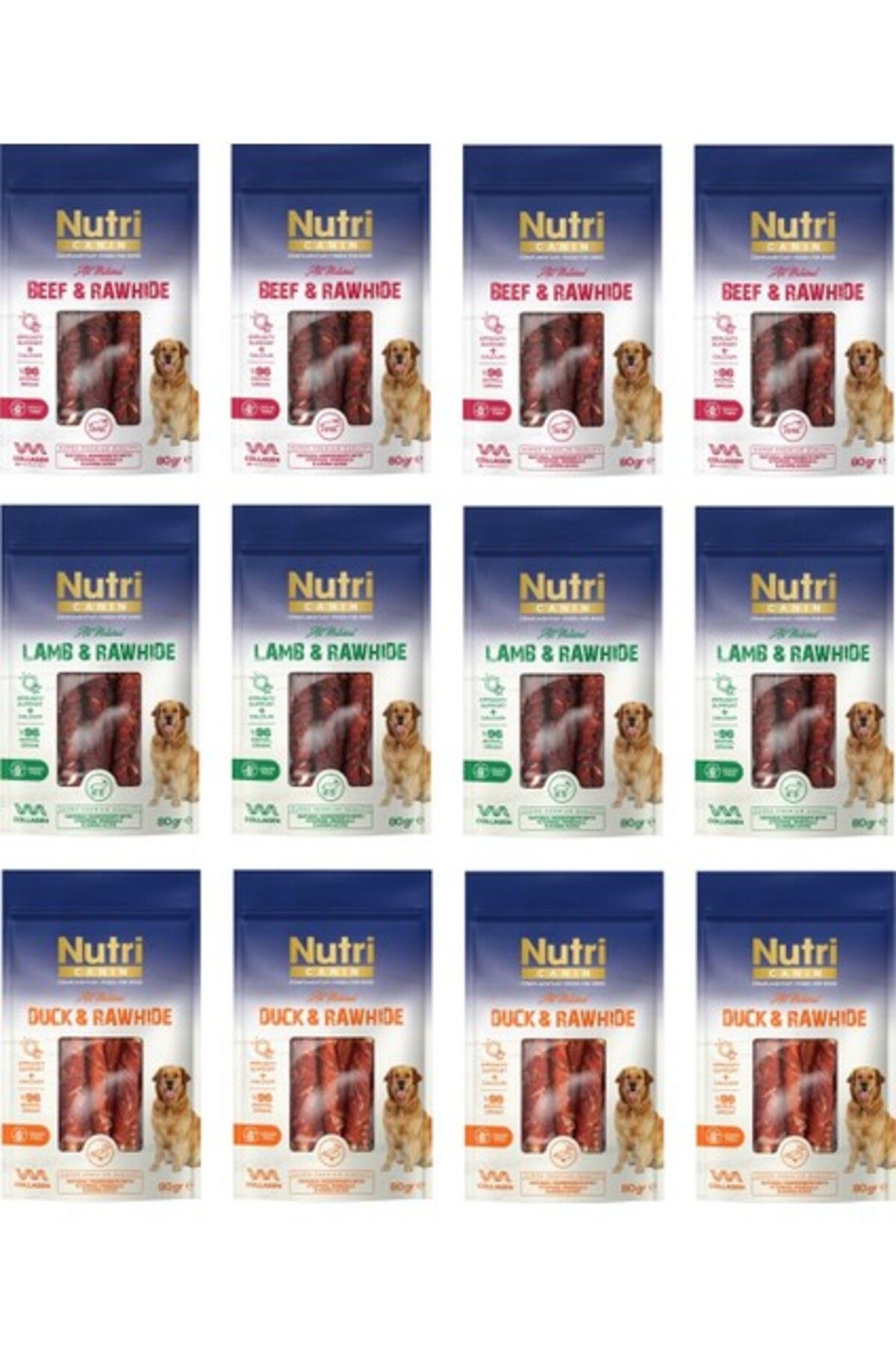 Orqinel Nutri Canin Rawhide 3 Çeşit Karma Köpek Ödülü 80 gr. x 12 Adet