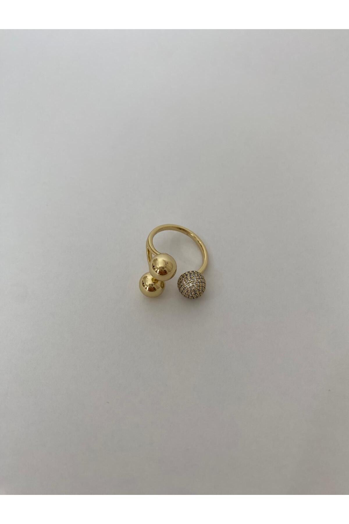 XUPING JEWELRY Xuping 3 Topçuk Taşlı Gold Ayarlanabilir Yüzük