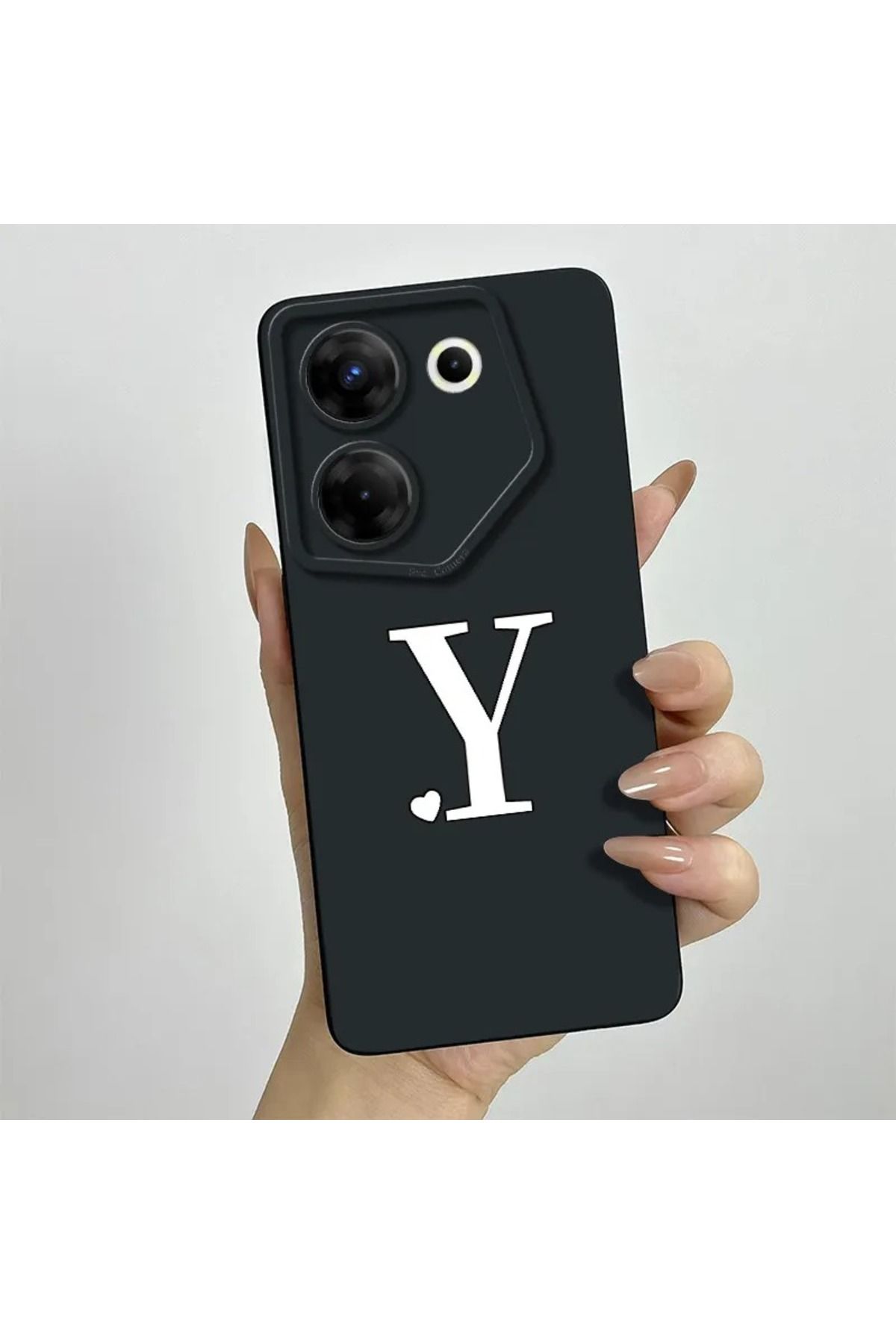 Rotaks Tecno Camon 20 Uyumlu Harfli Taç Baskılı Kişiye Özel Silikon Telefon Kılıfı - Y