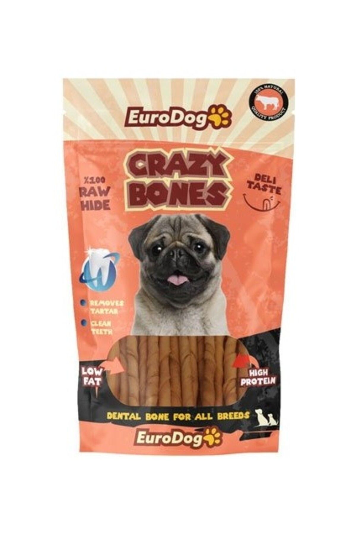Orqinel Eurodog Crazy Bone Natural Burgu Kemik Çubuk Köpek Ödülü 12 cm 20 Li