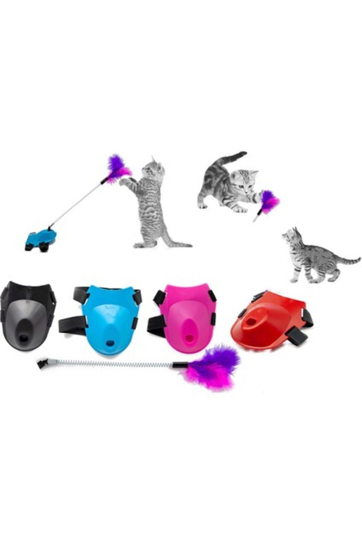Orqinel Markapet Tüylü Yaylı Kedi Ayak Oltası Kedi Oyuncağı 9 Cm-35 cm Mavi