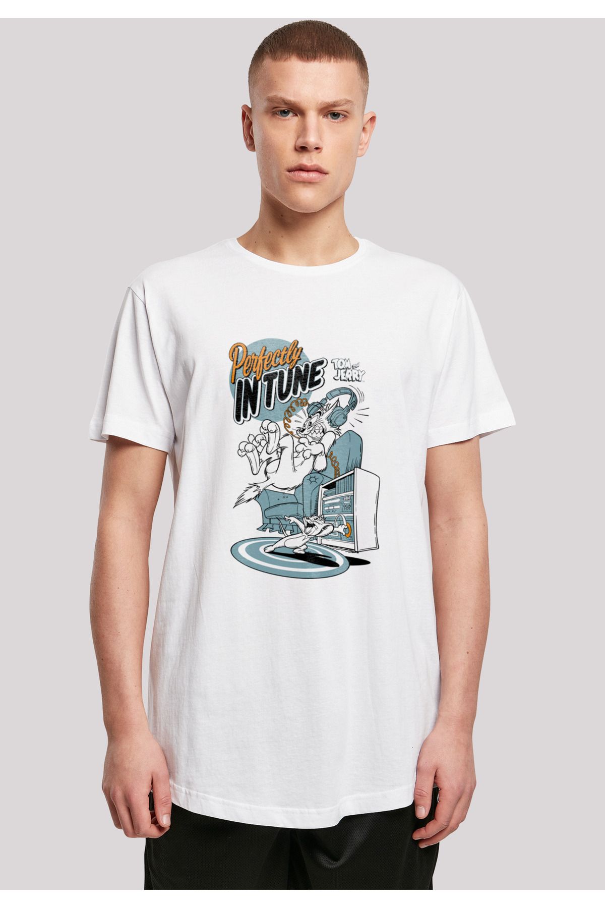 F4NT4STIC-Herren Tom And Jerry Perfectly In Tune And Tom And Jerry With Shaped Long Tee 3