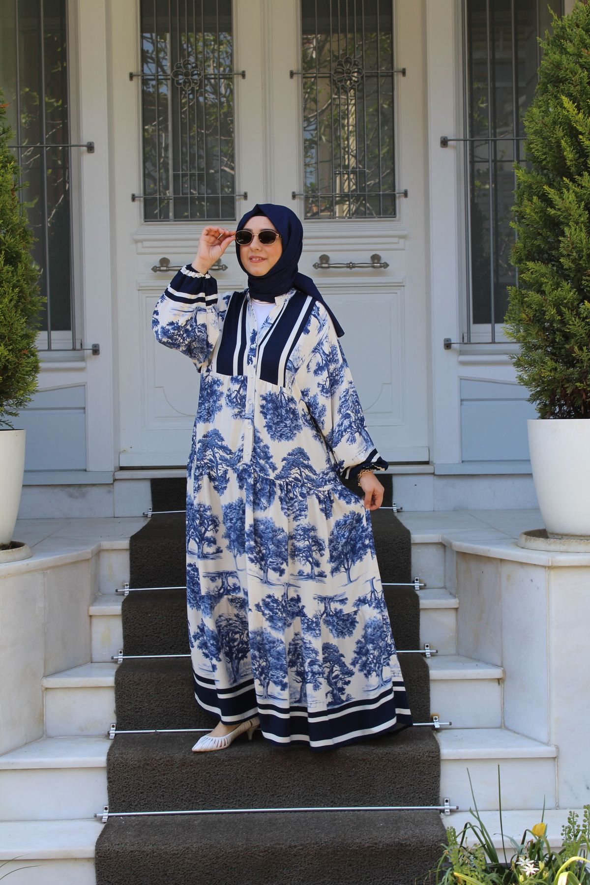Tuğba Sarı Katyela Desenli Viscon Elbise